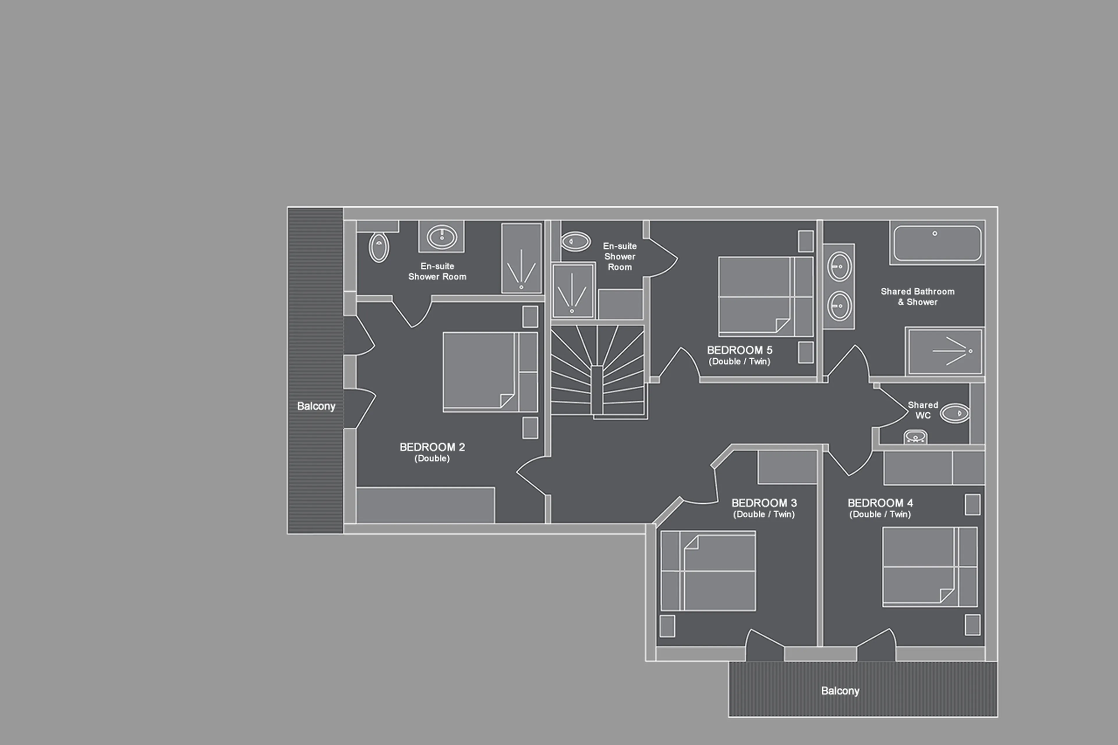 Level 2 floor plan of Chalet Aubois in Morzine