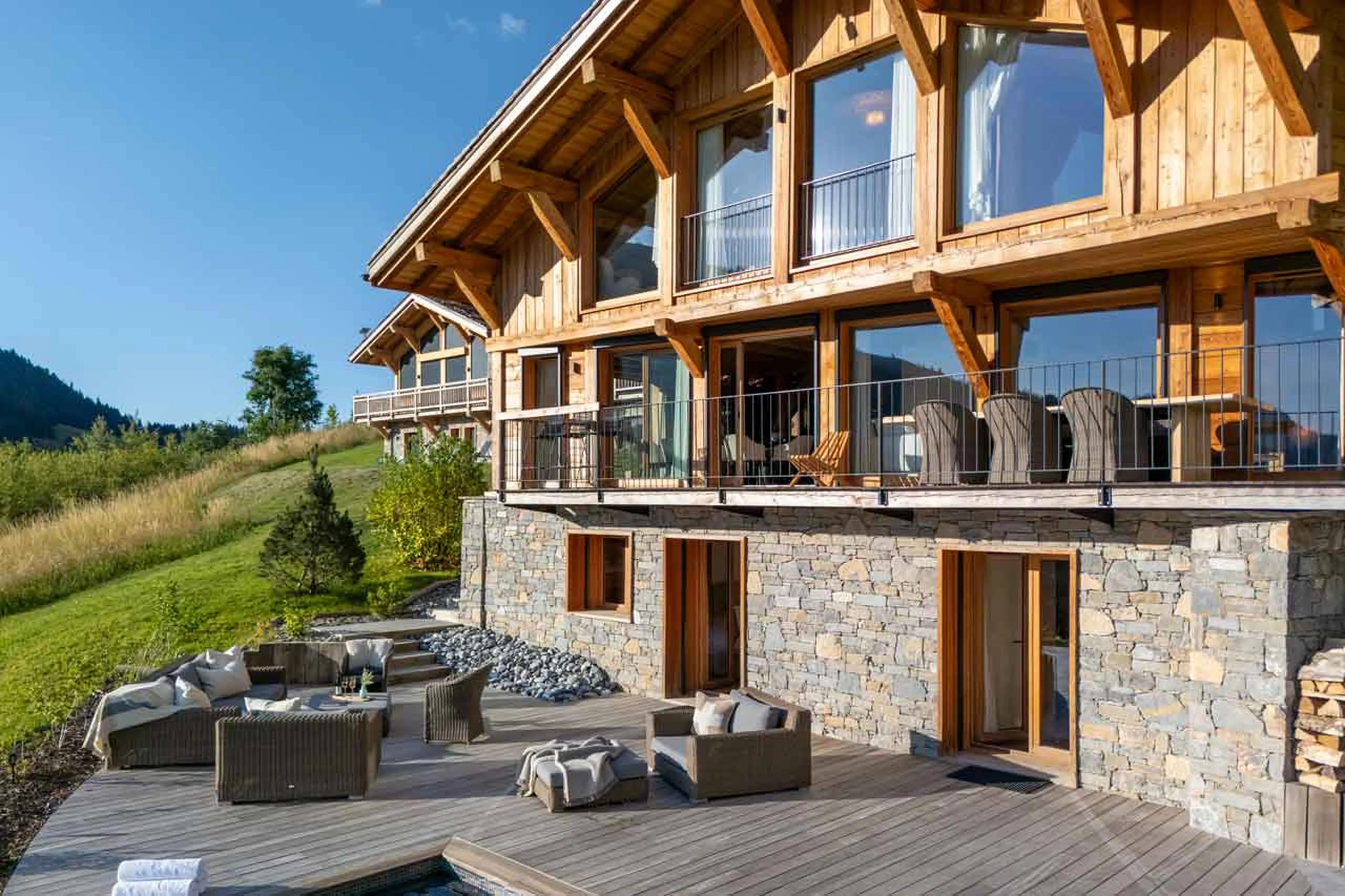 Exterior in the summer at Chalet Avalon in Les Gets