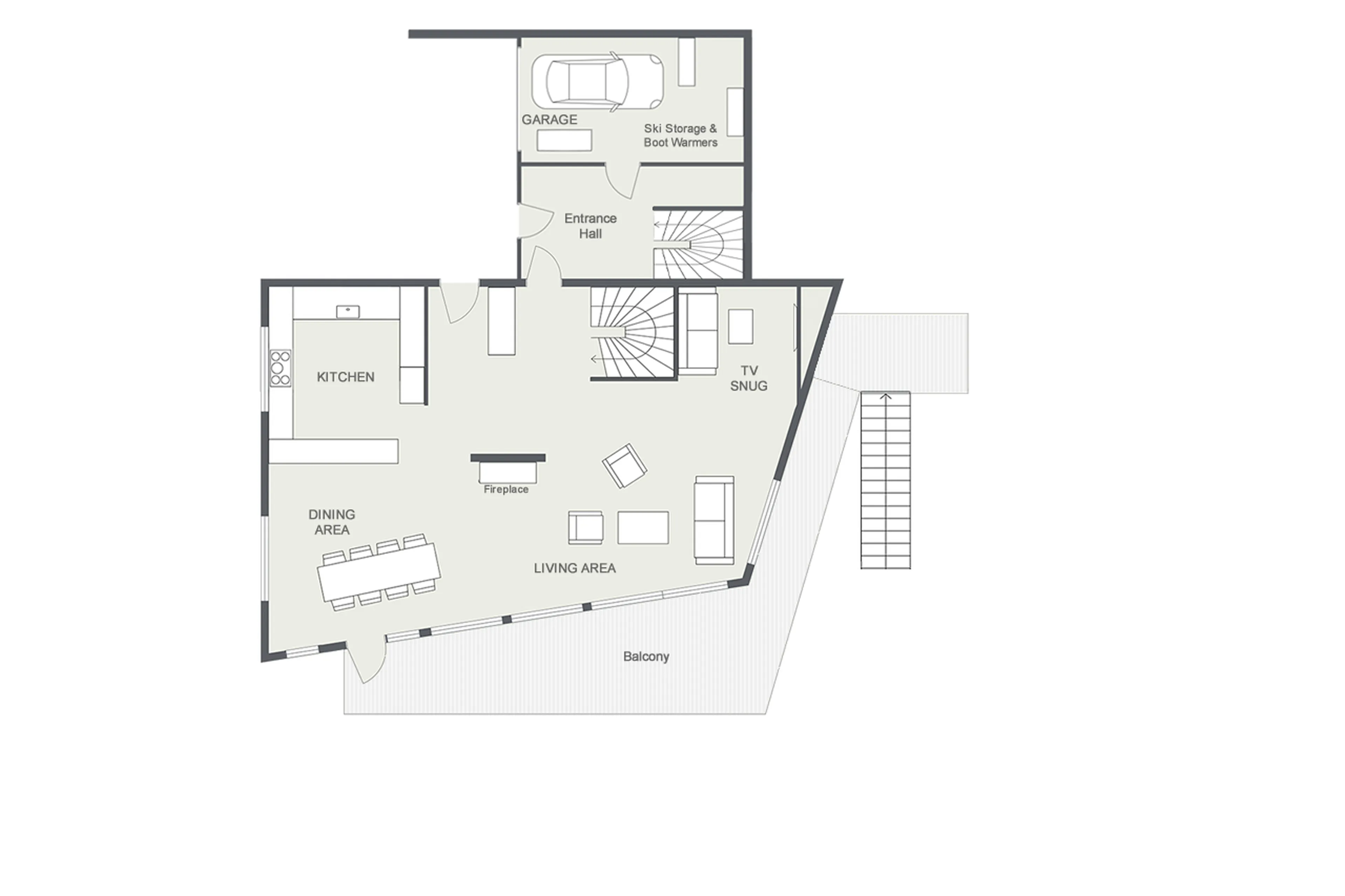 Level 0 floor plan of Chalet Avalon in Les Gets