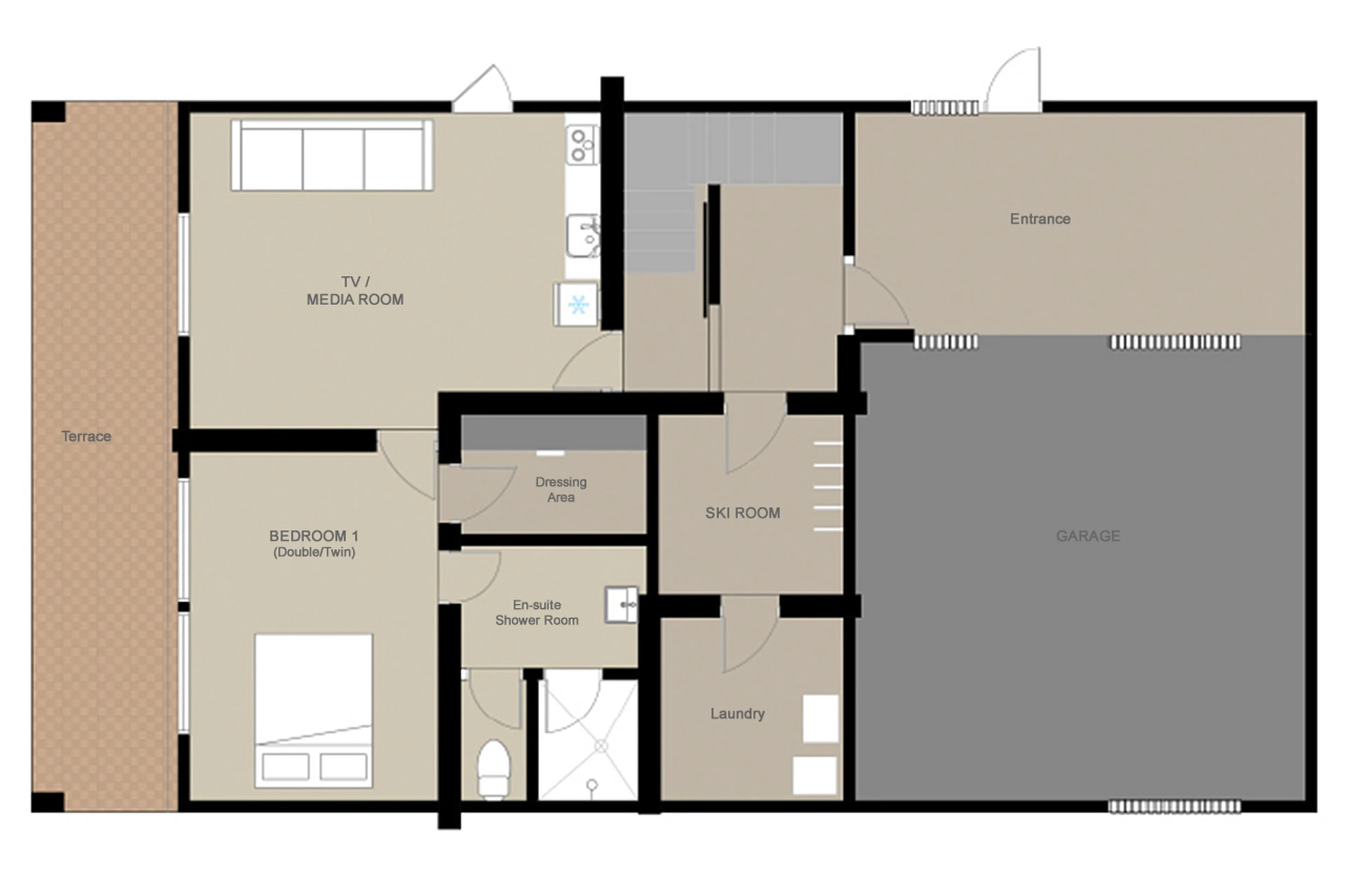 Level 0 floor plan of Awayuki Villa in Niseko