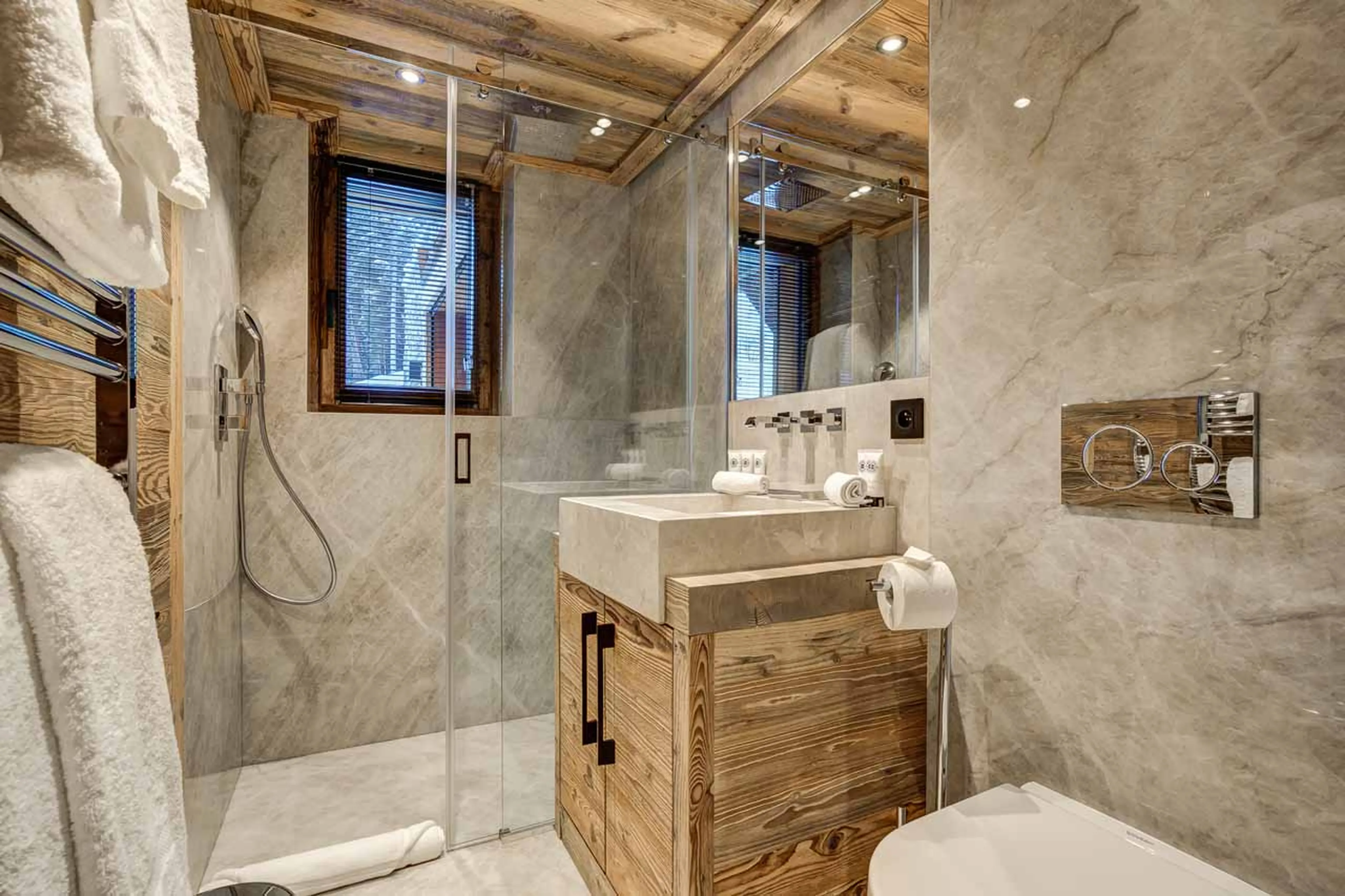En-suite shower room at Chalet Azurite in Chamonix