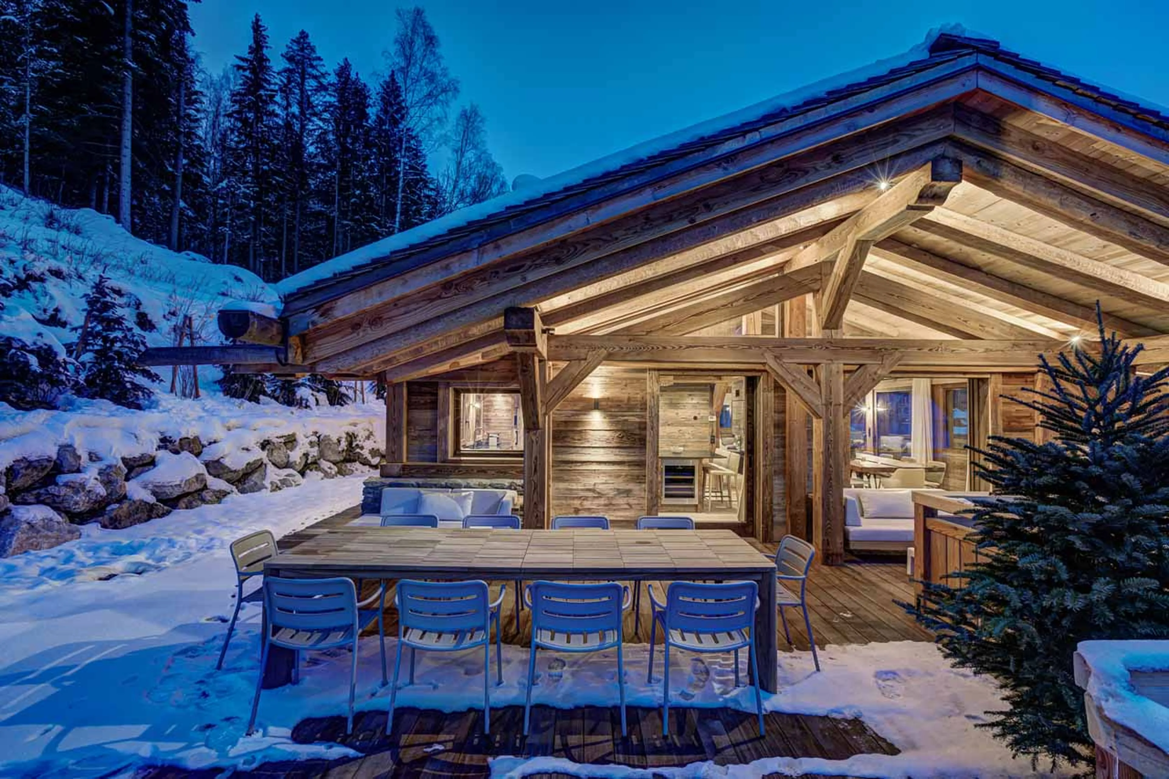 Terrace for al fresco dining at Chalet Azurite in Chamonix