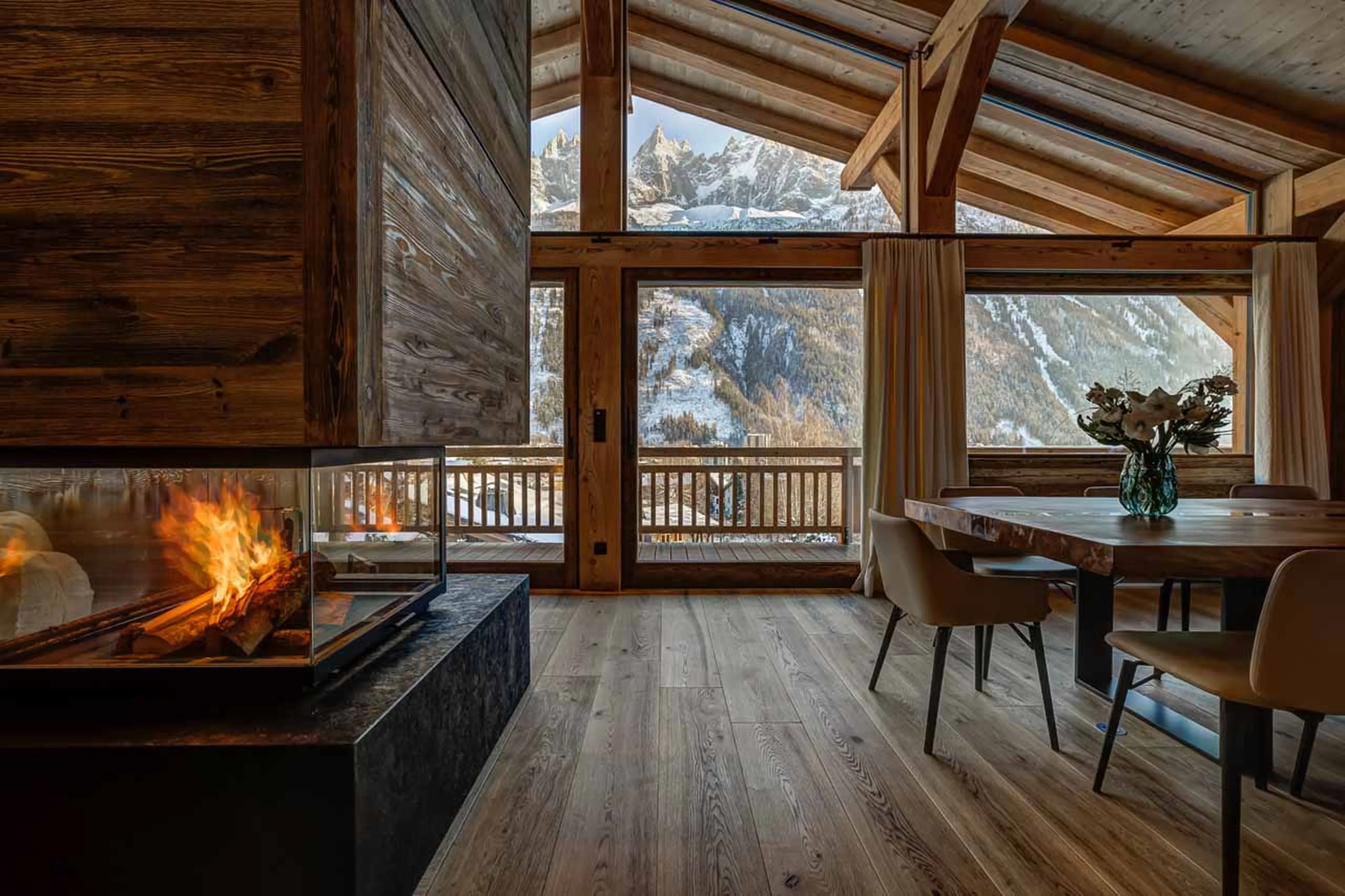 Fireplace at Chalet Azurite in Chamonix
