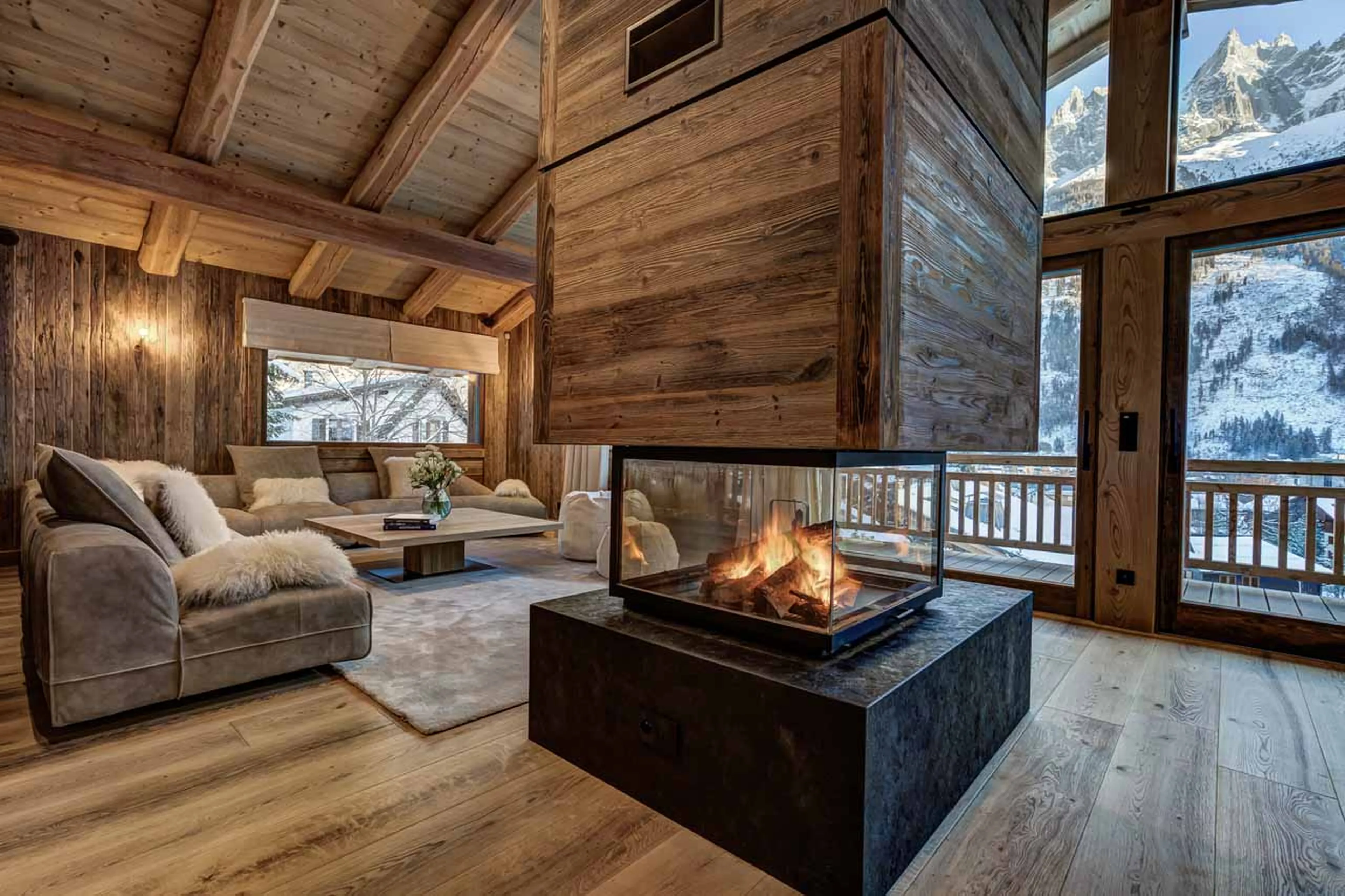 Living area at Chalet Azurite in Chamonix