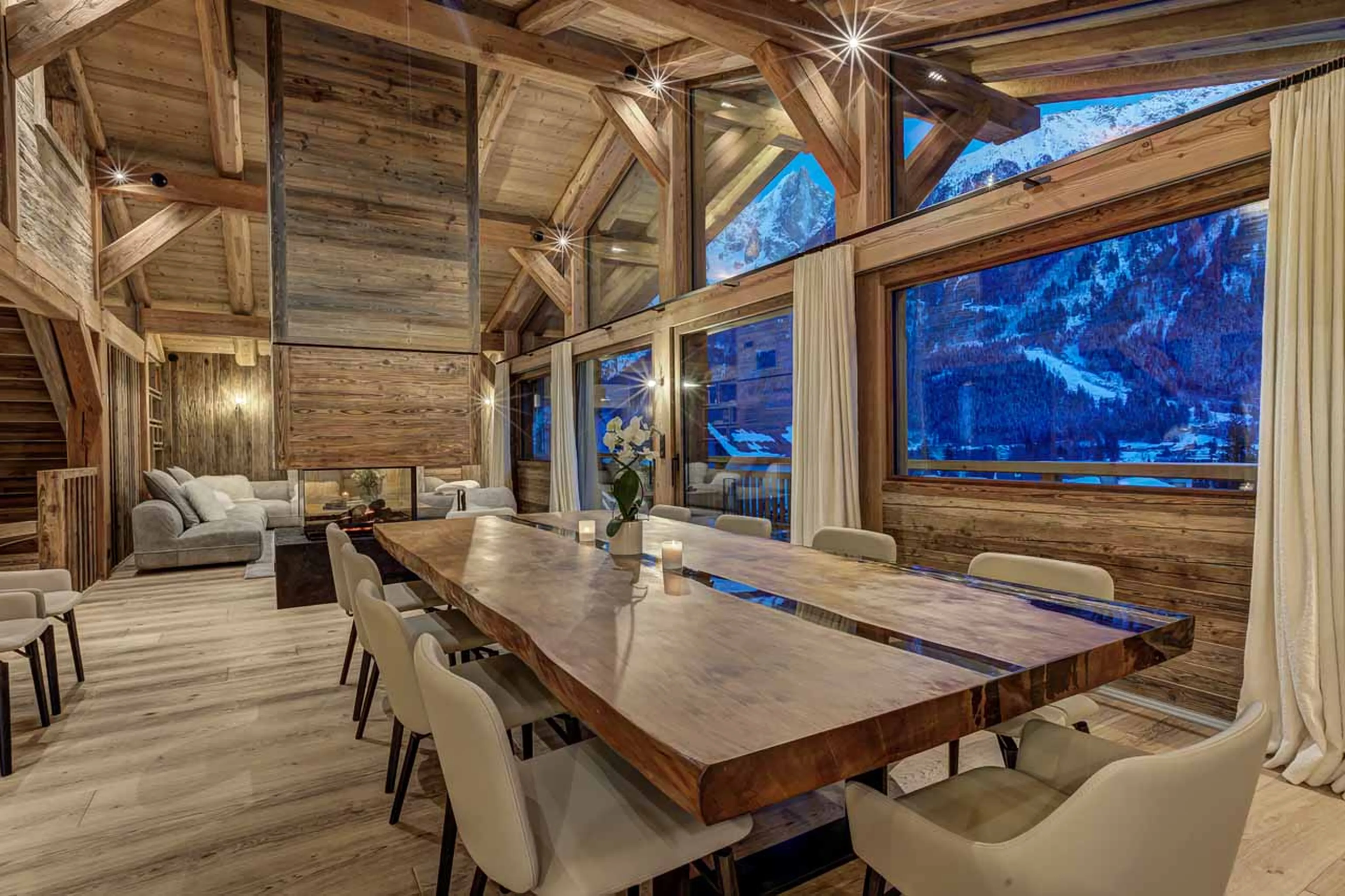Dining area at Chalet Azurite in Chamonix