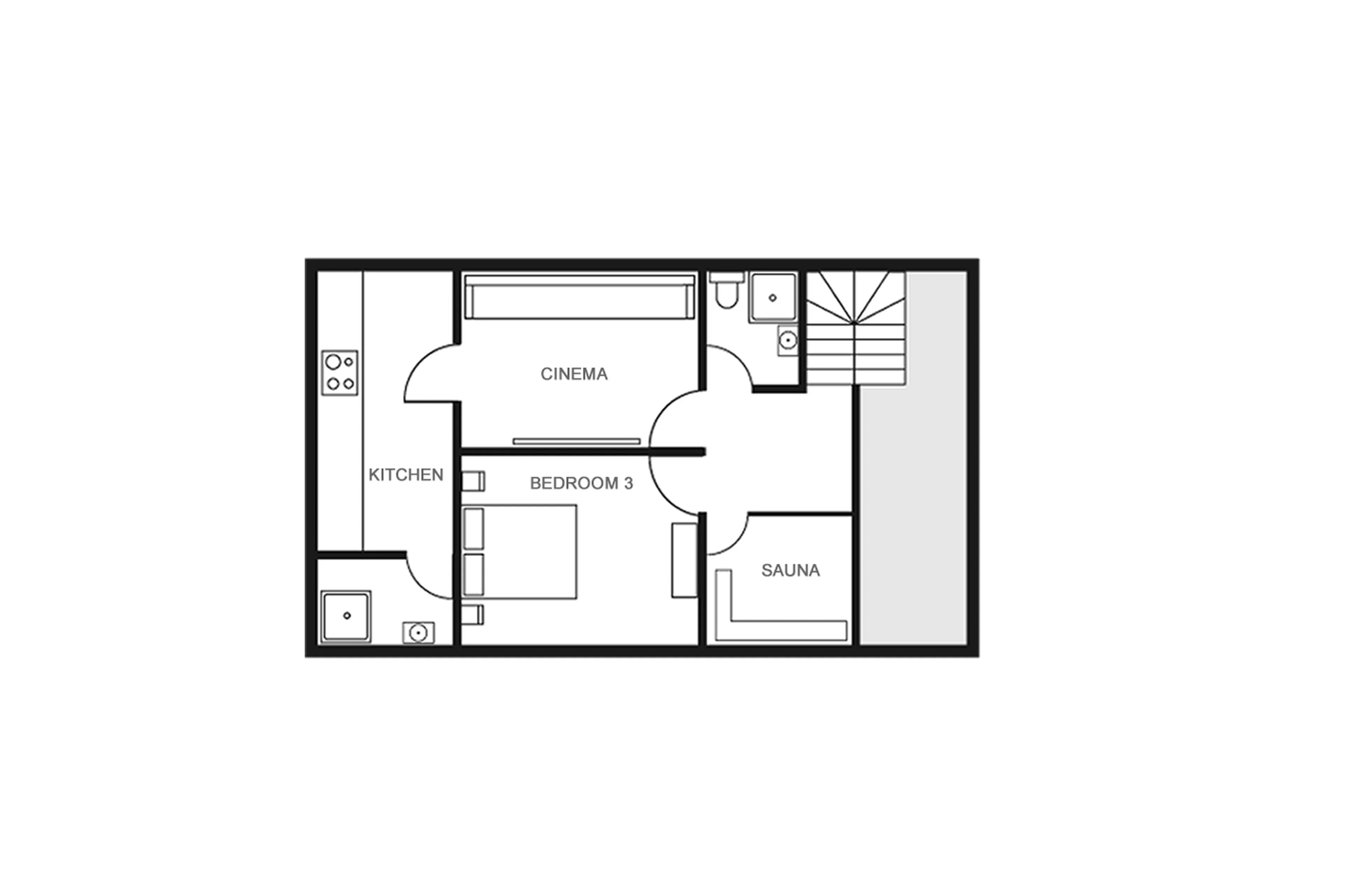 Level -1 floor plan of Chalet Baby Bear in Chamonix