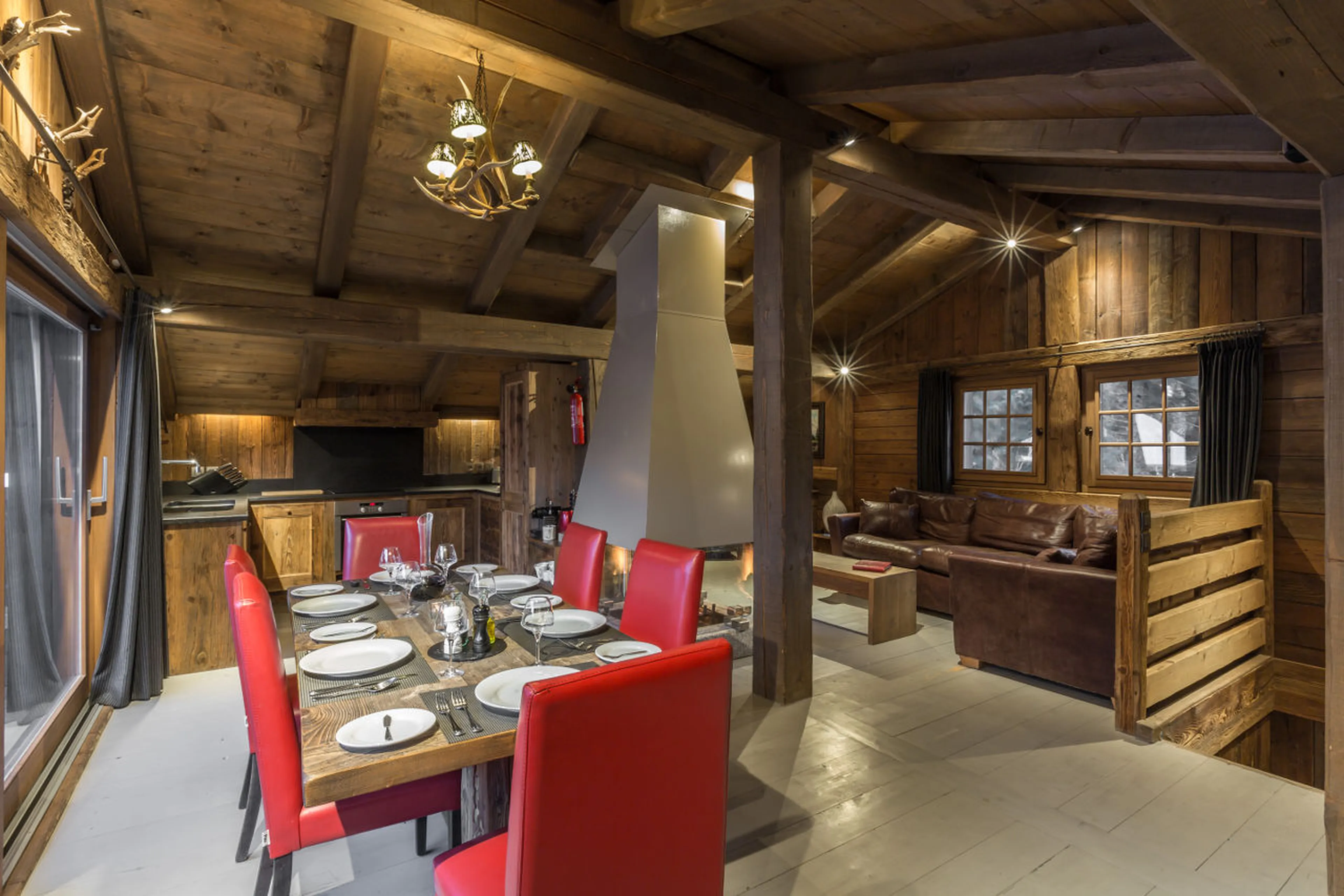 Open plan dining area at Chalet Baby Bear in Chamonix