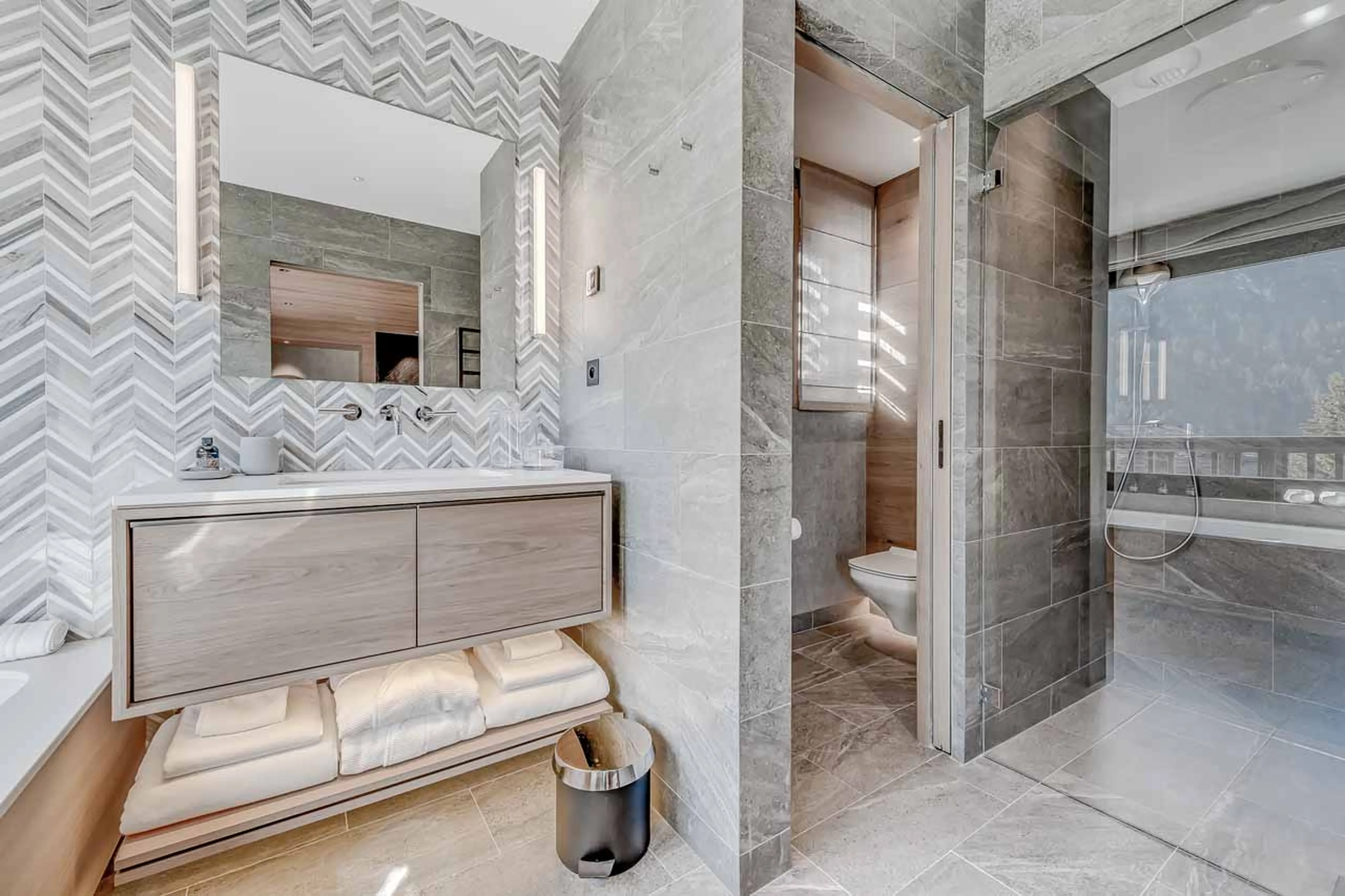 Shower room two at Chalet Bacchus in Courchevel 1650