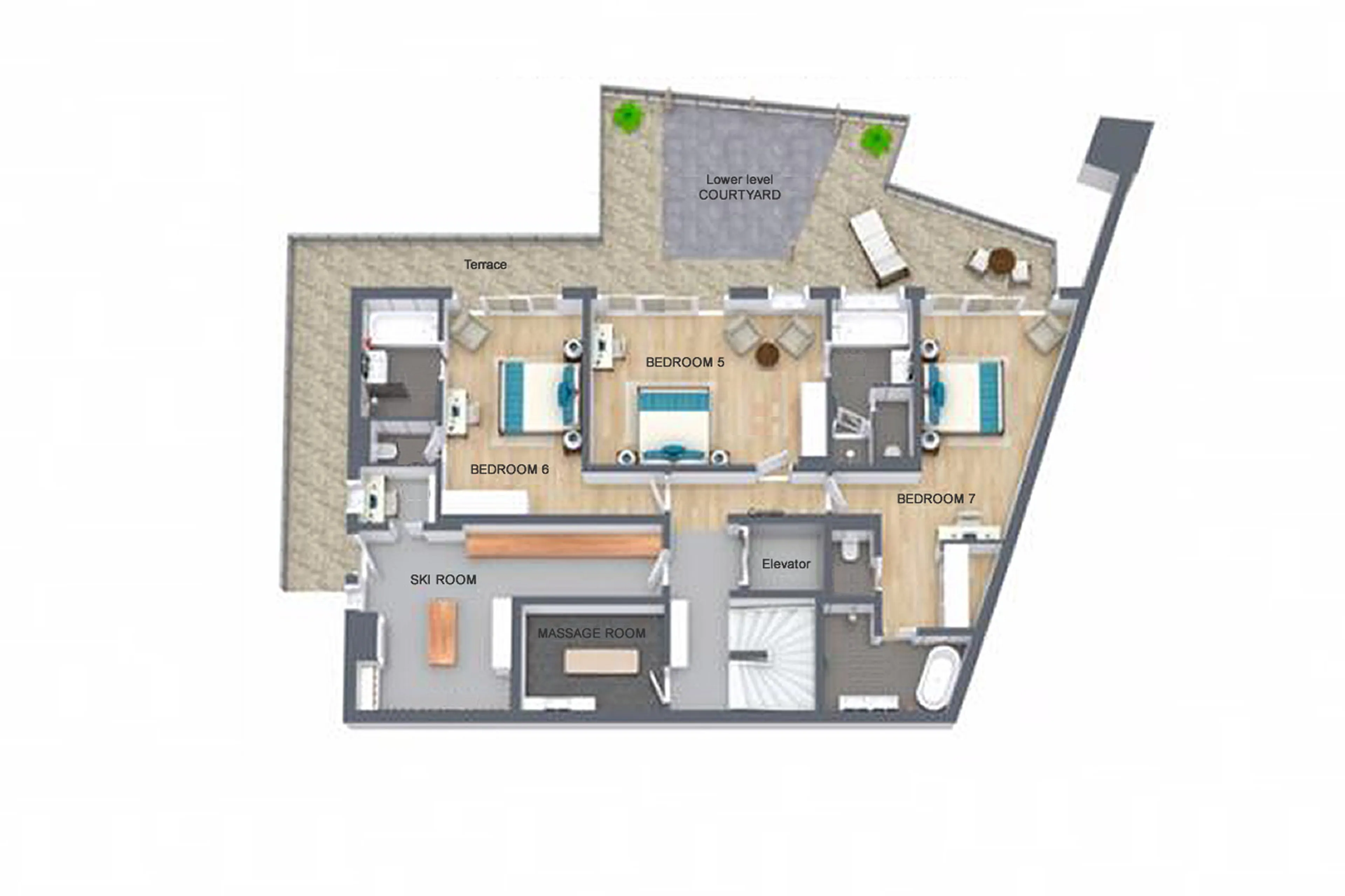 Level 0 floor plan of Chalet Bacchus in Courchevel 1650