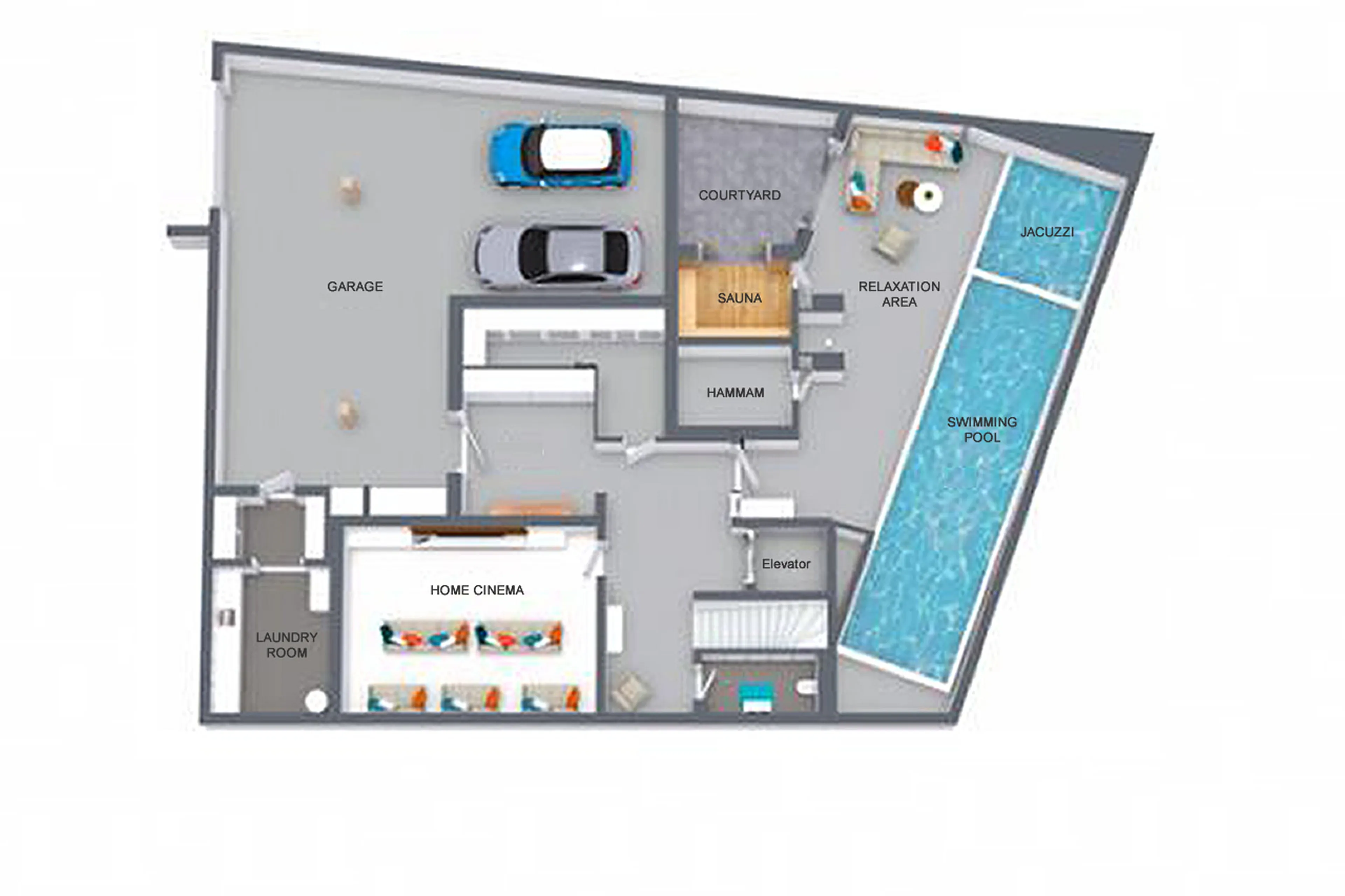 Level -1 floor plan of Chalet Bacchus in Courchevel 1650
