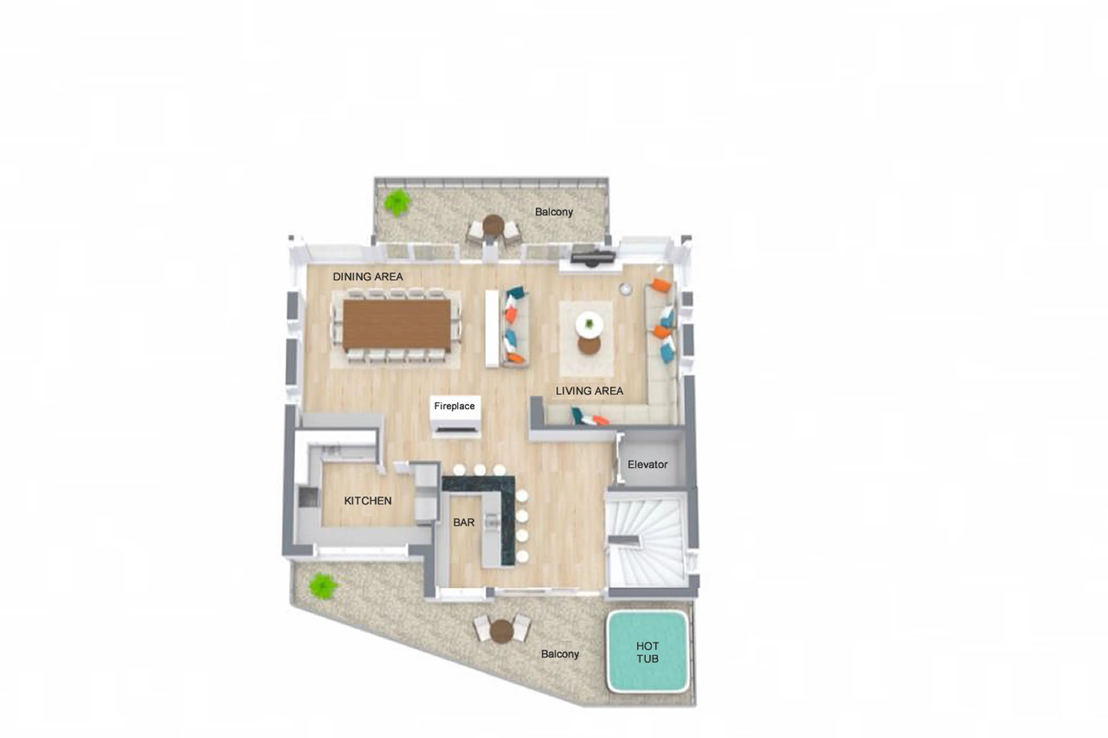 Level 2 floor plan of Chalet Bacchus in Courchevel 1650
