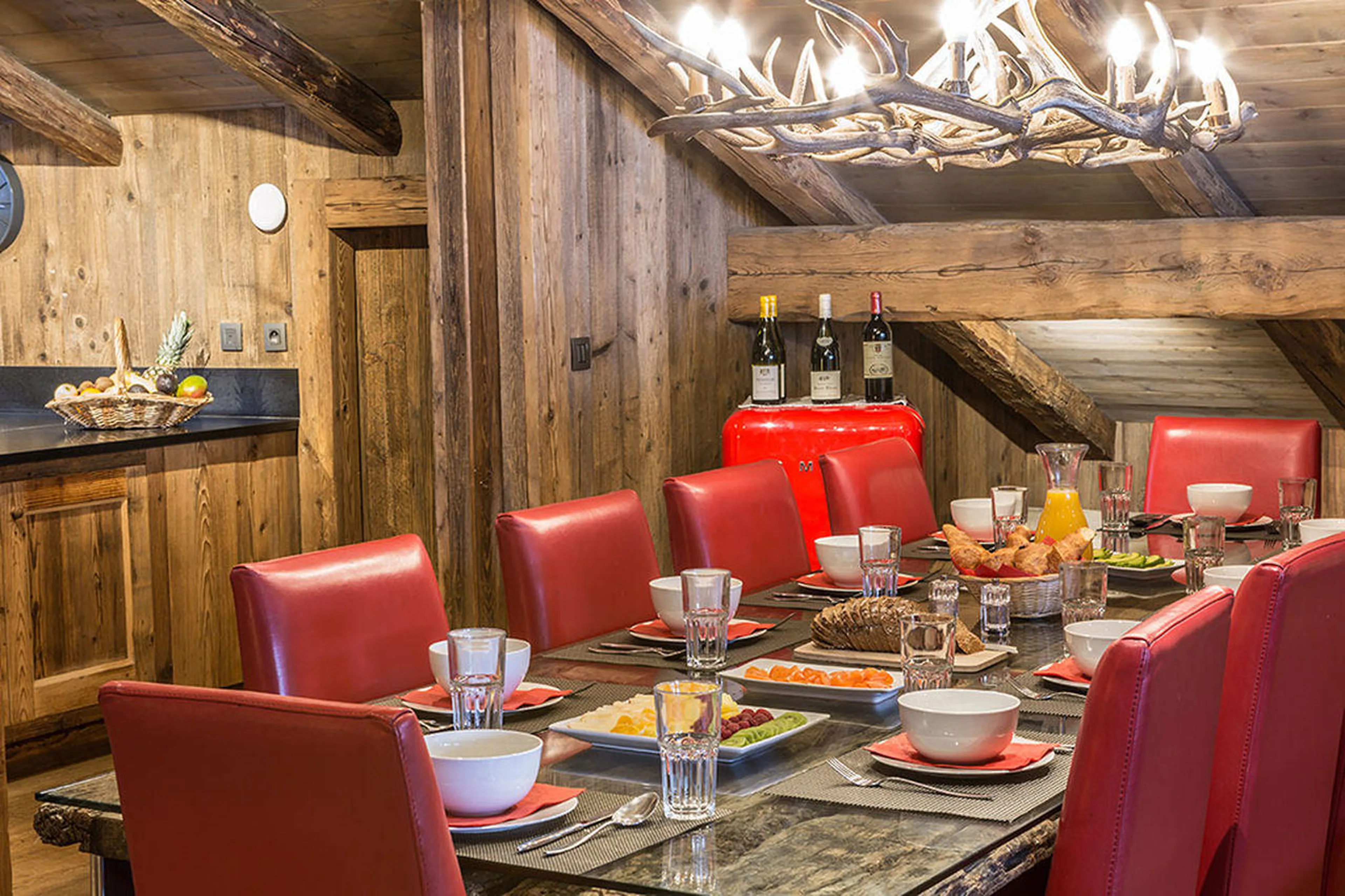 Breakfast table in Chalet Baloo in Chamonix