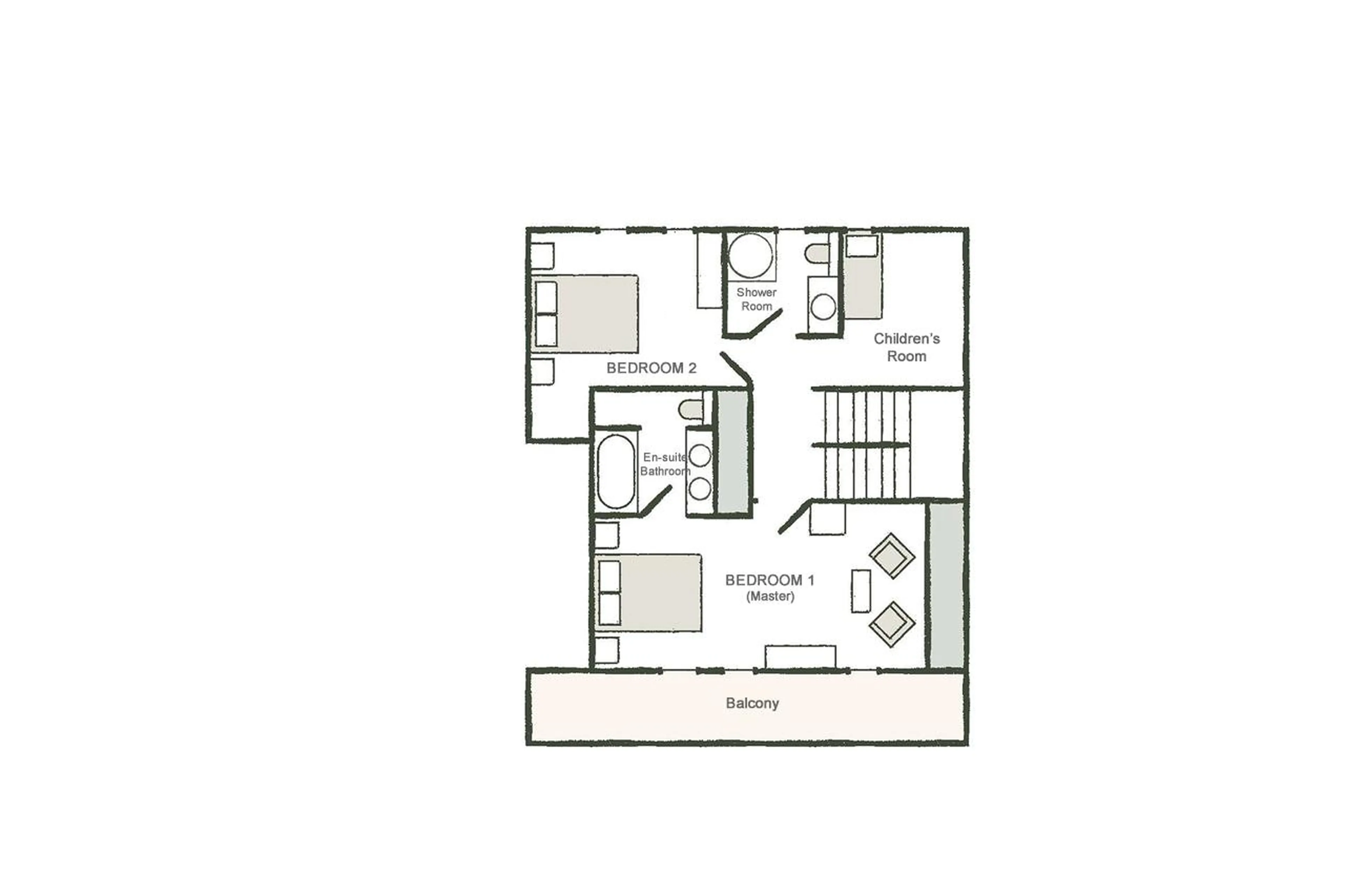 Level 2 floor plan of Chalet Baltus in Megeve