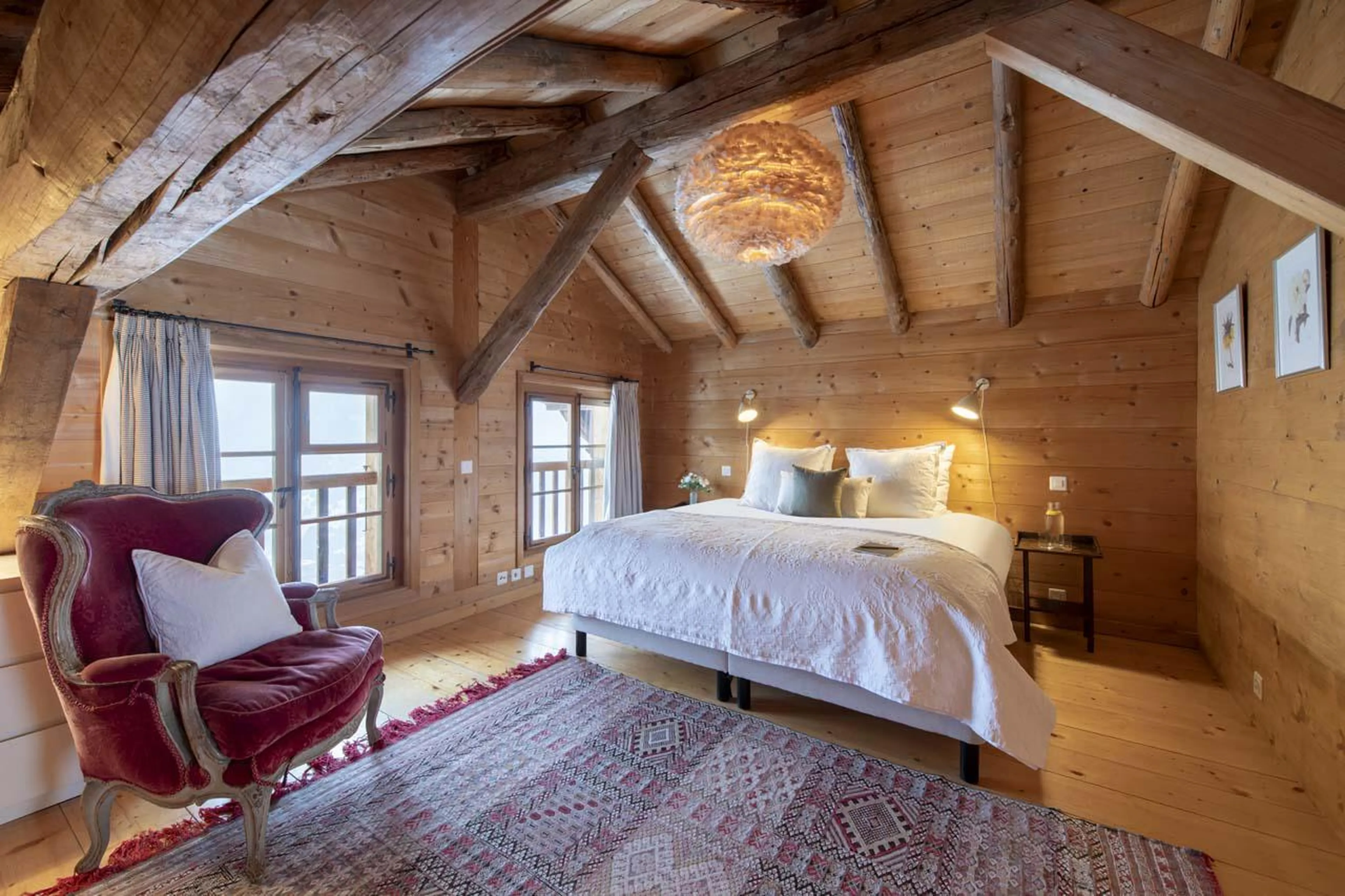 Master double bedroom with well-appointed desk and en-suite shower room at Chalet Bavaria in Verbier