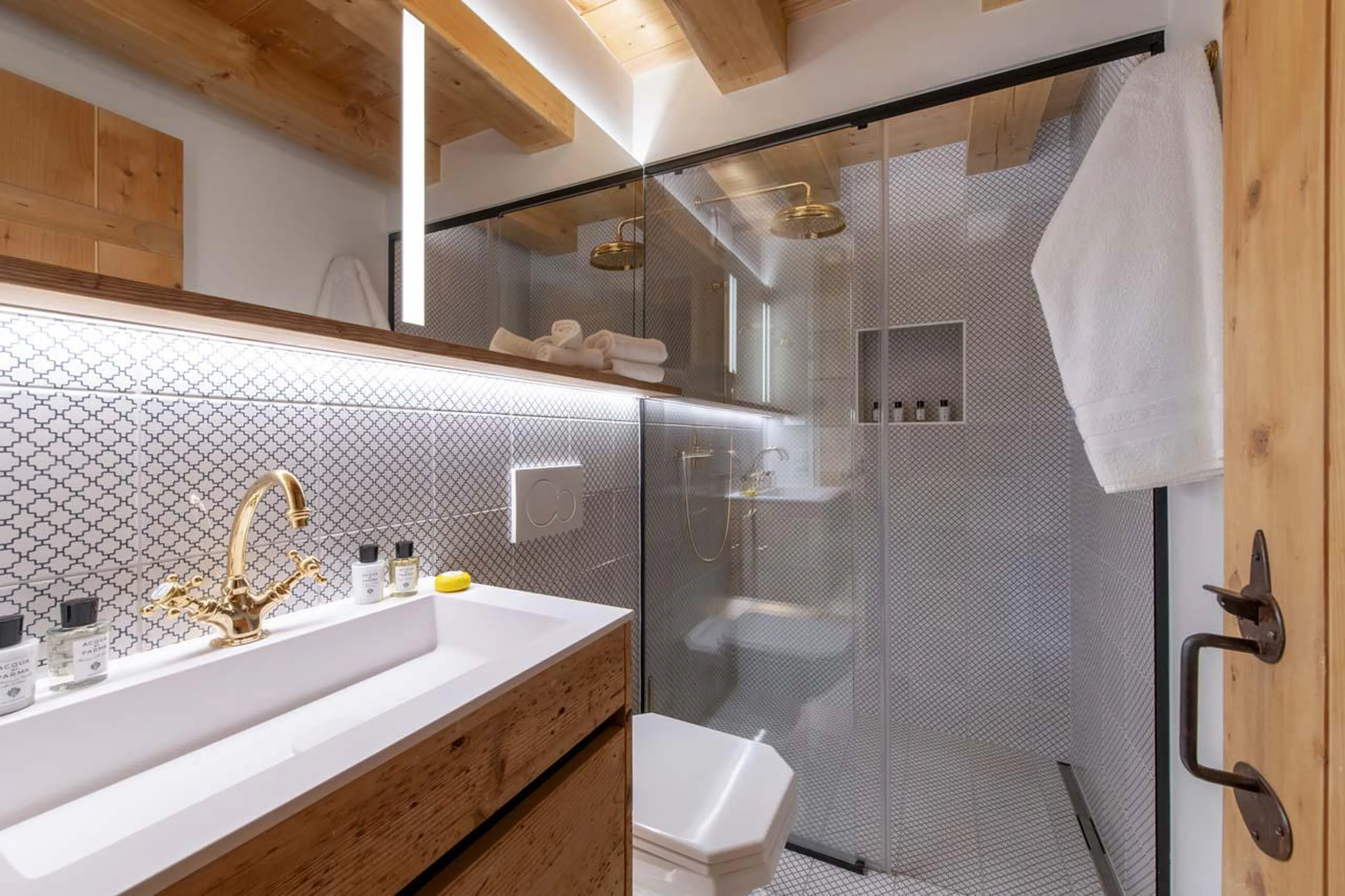 Shower room at Chalet Bavaria in Verbier