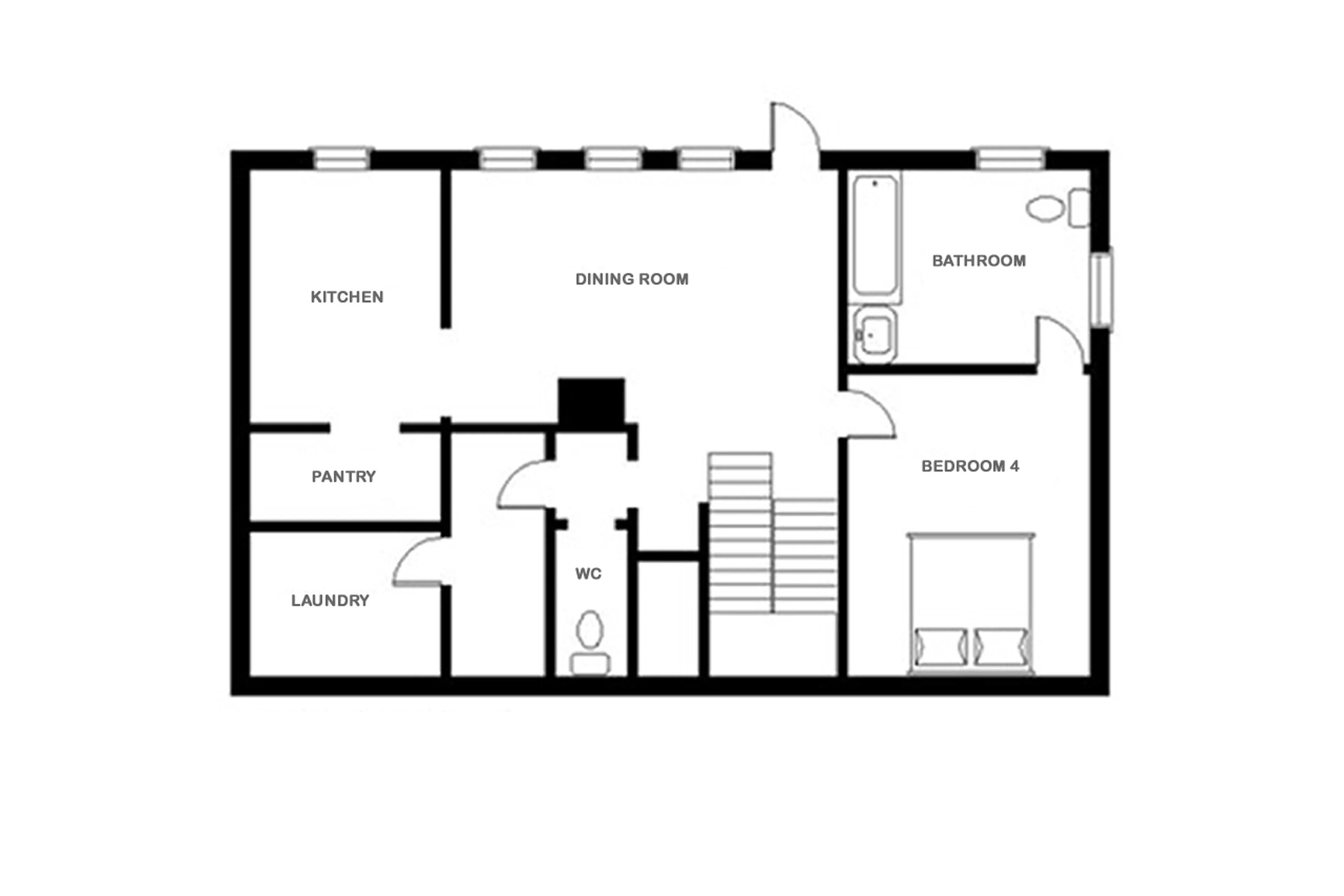 Level 0 floor plan of Chalet Bear in Klosters