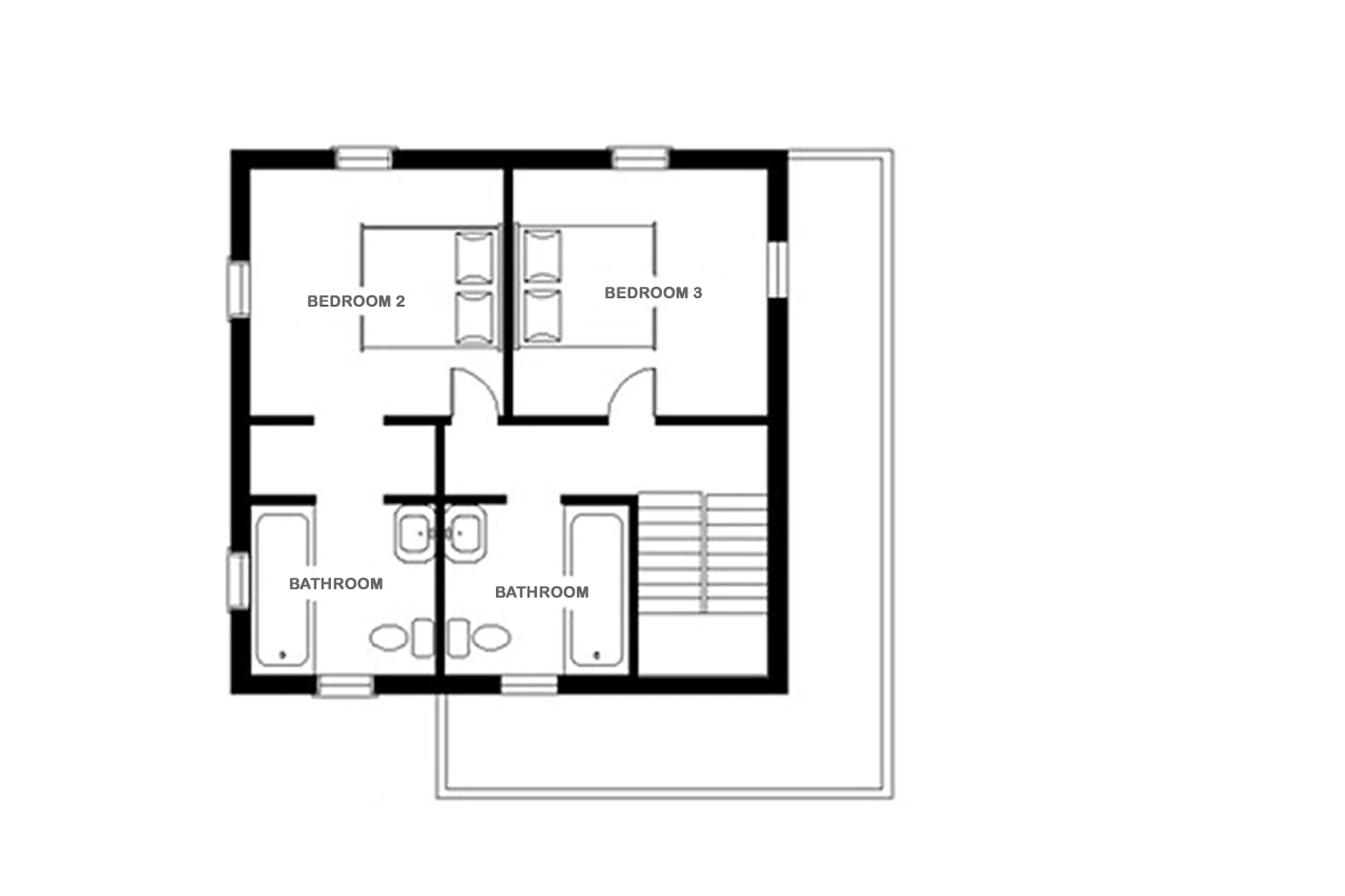 Level 2 floor plan of Chalet Bear in Klosters