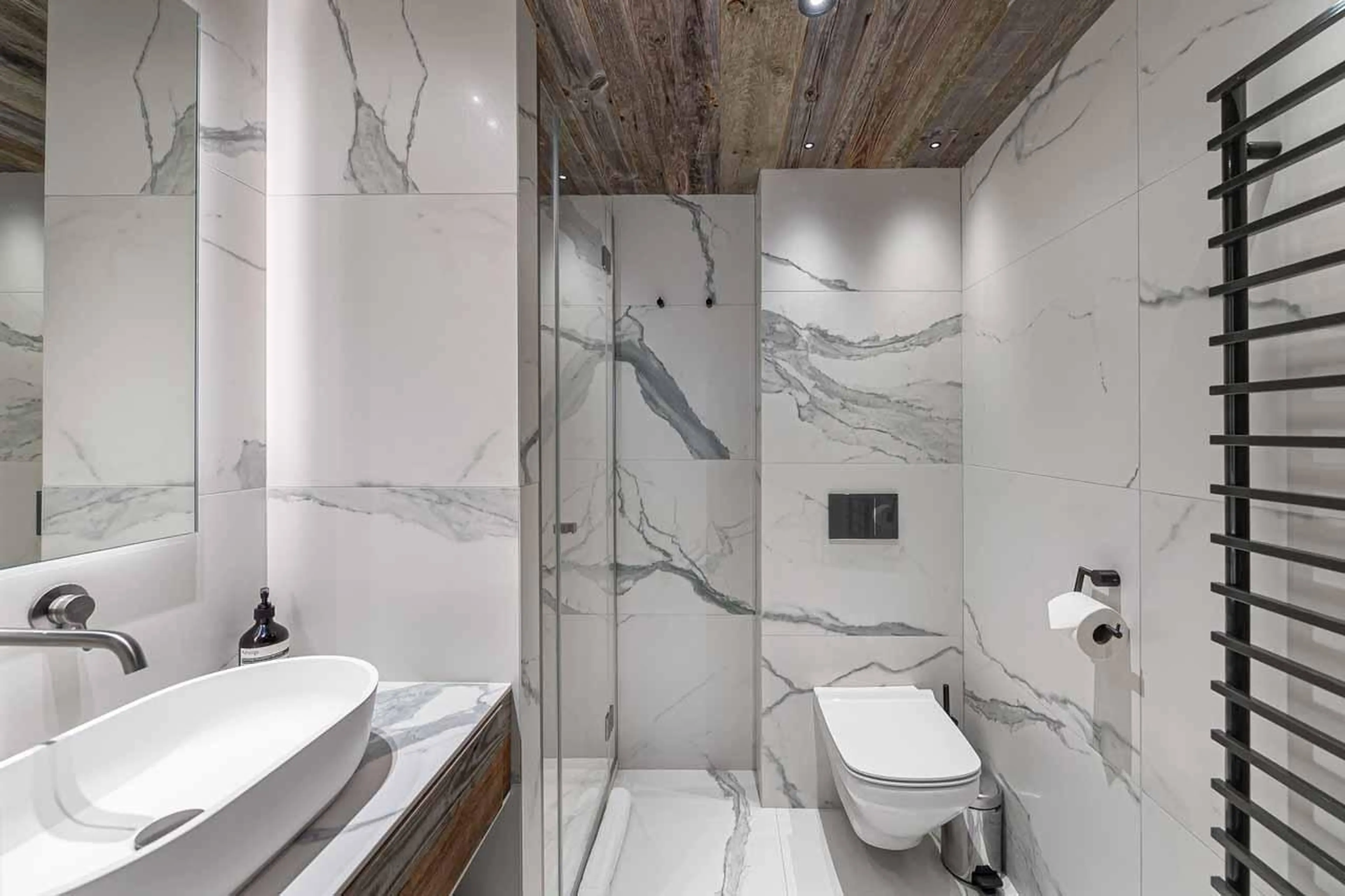 Shower room at Chalet Bellarossa in Courchevel 1850