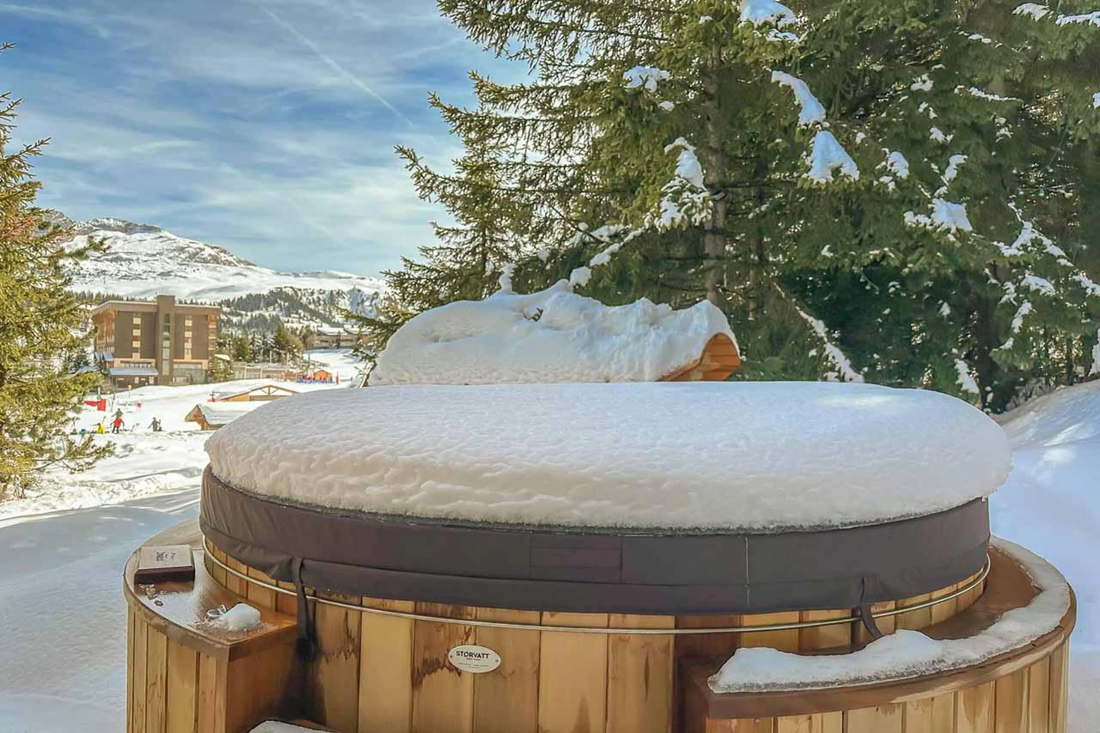 Views from the hot tub at Chalet Bellarossa in Courchevel 1850