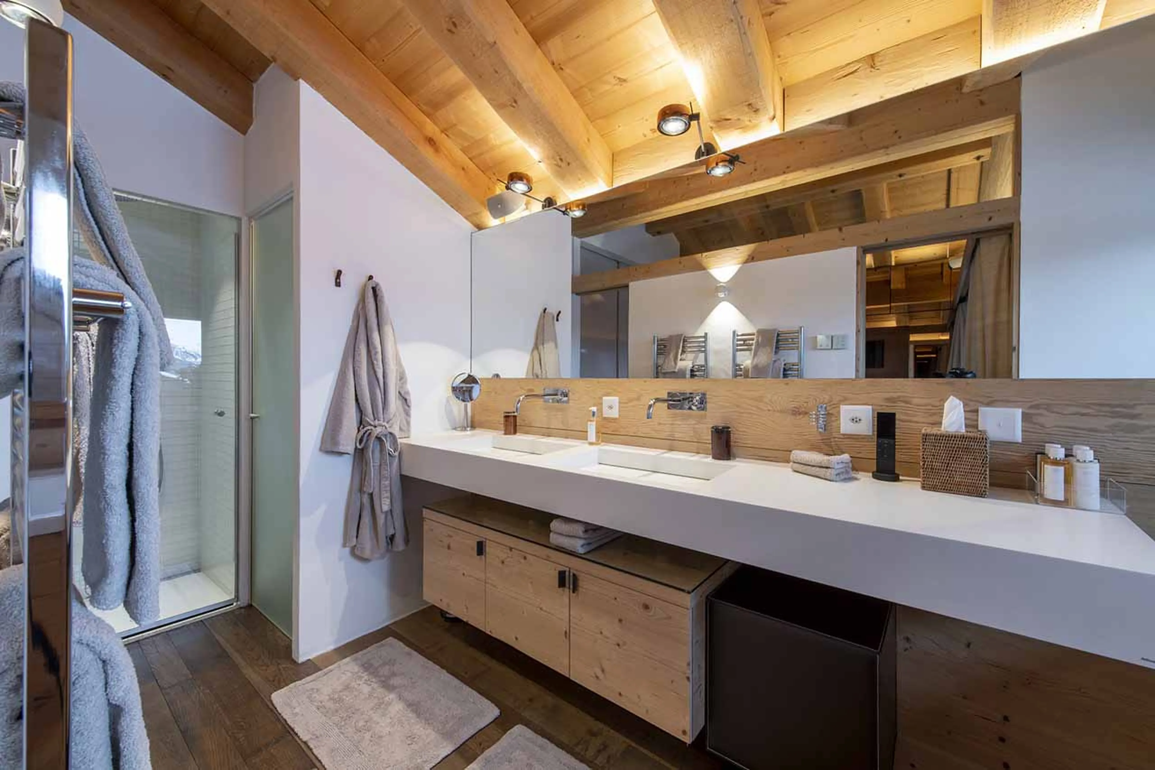 Shower in bathroom one at Chalet Belle Claire in Verbier