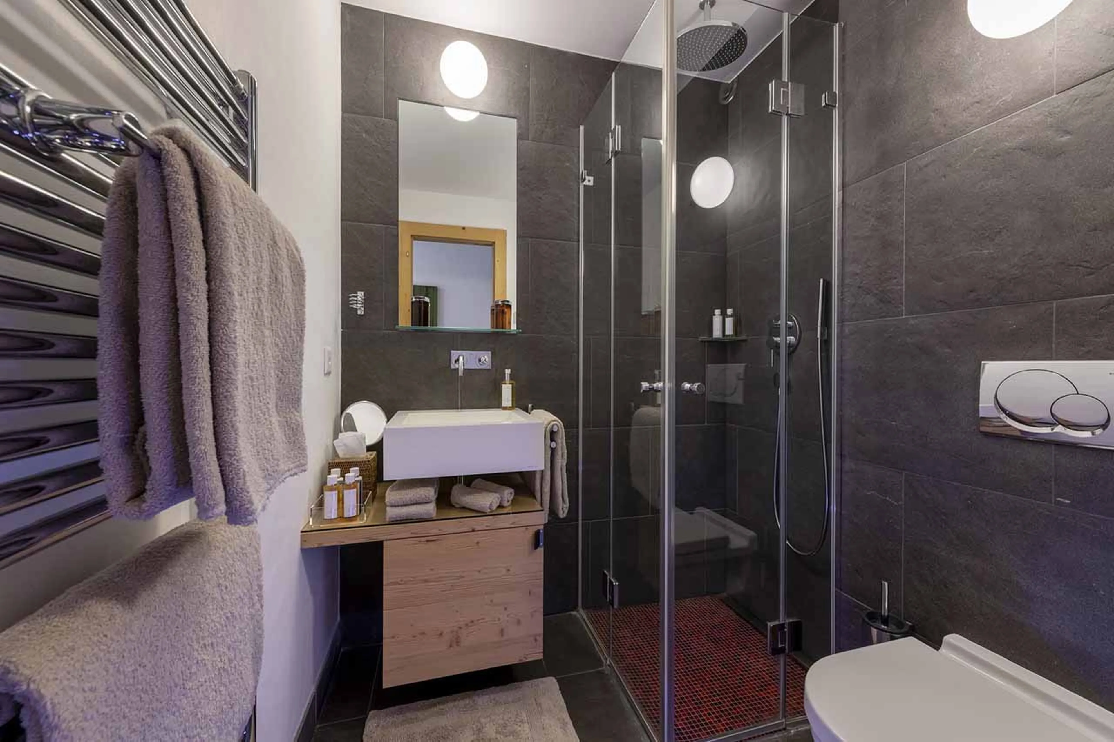 Bathroom two at Chalet Belle Claire in Verbier