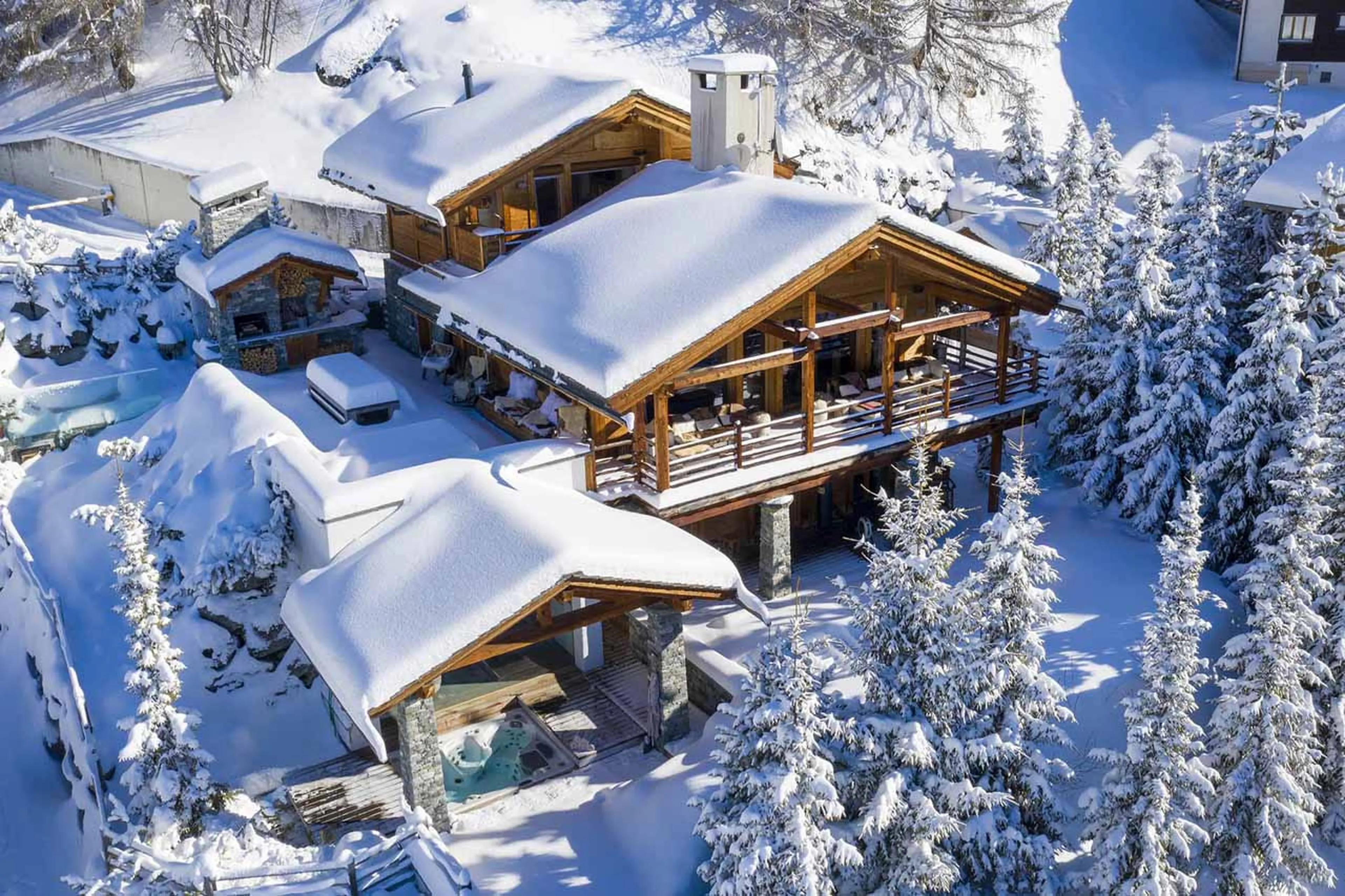 Aerial view of Chalet Belle Claire in Verbier