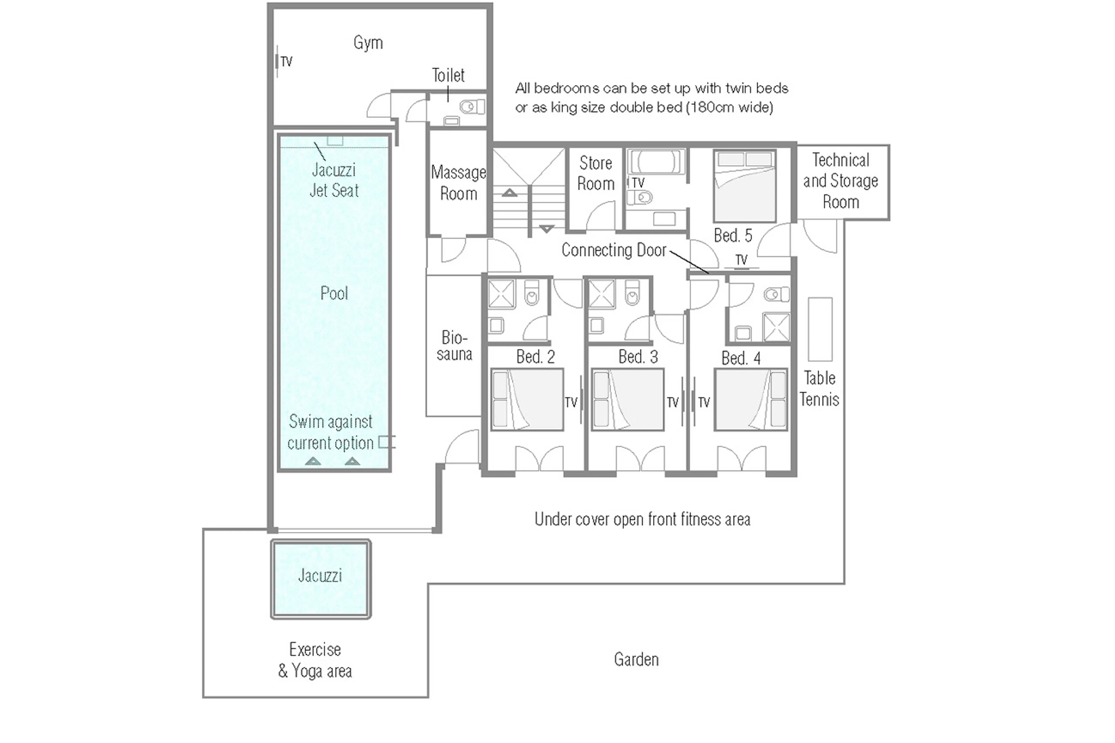 Level 1 floor plan of Chalet Belle Claire in Verbier