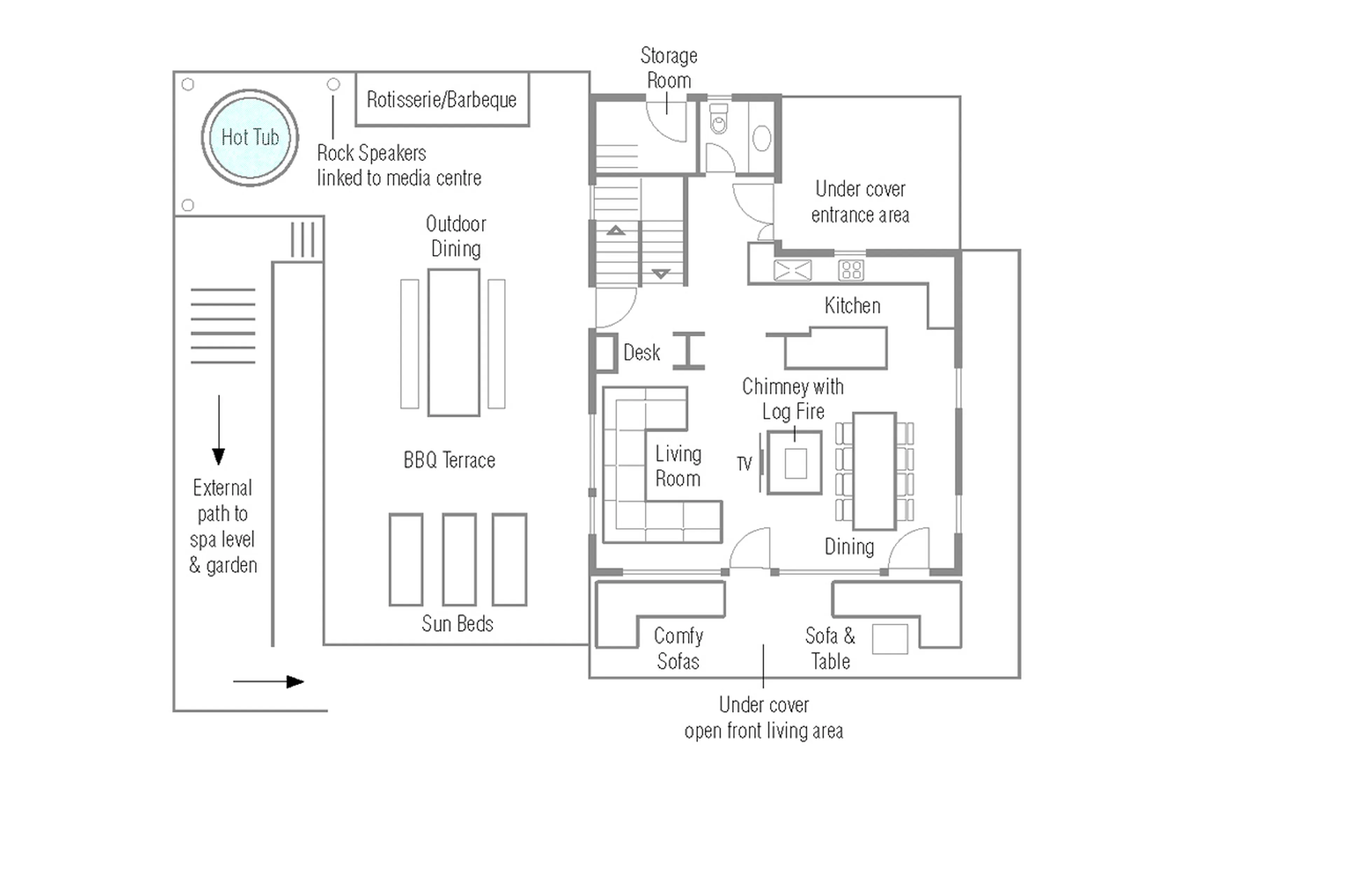 Level 2 floor plan of Chalet Belle Claire in Verbier