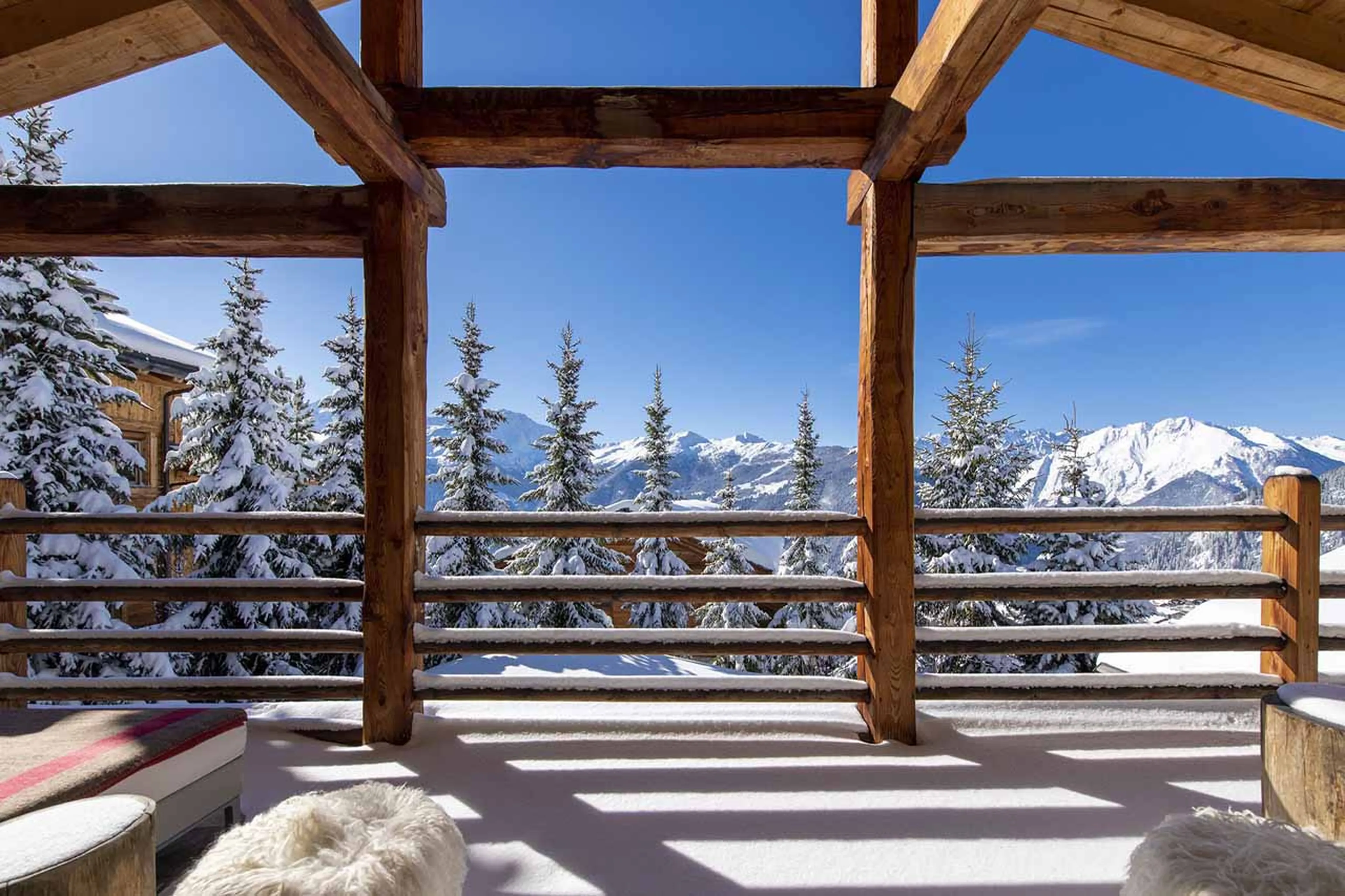 Mountain view from south terrace at Chalet Belle Claire in Verbier
