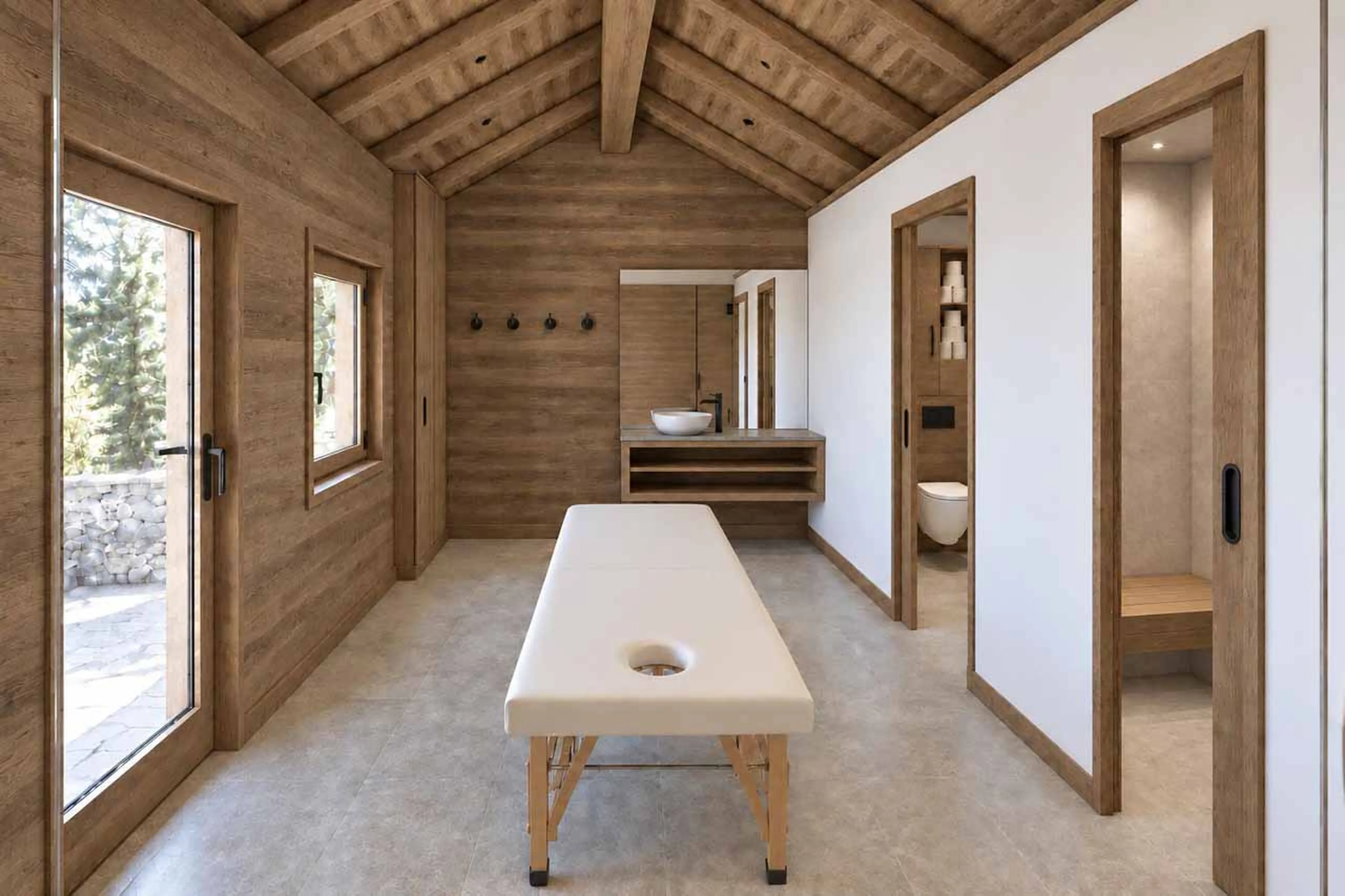 Spa massage room at Chalet Bellezza in Megeve