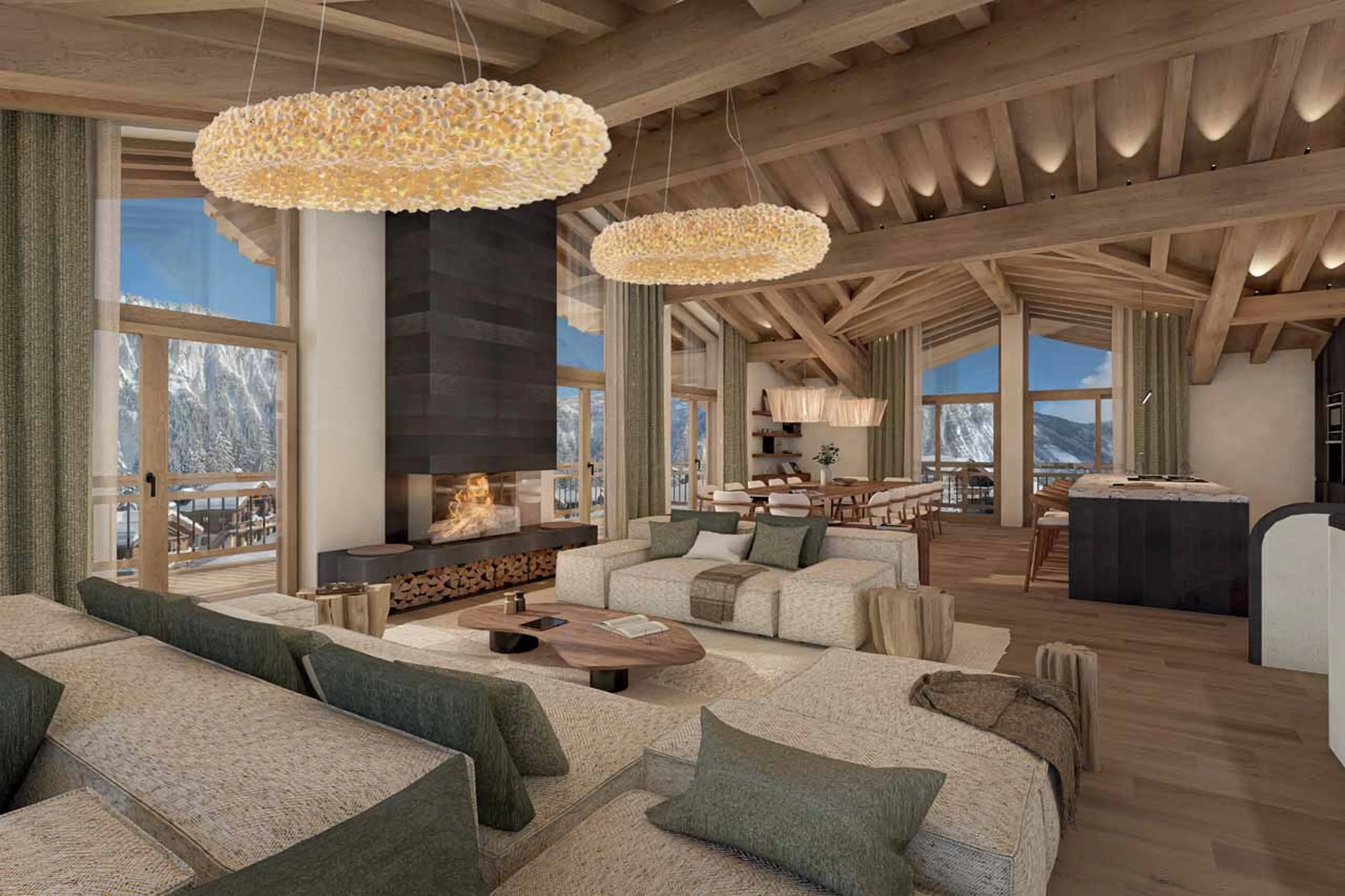 Living area at Chalet Belrio in Courchevel 1550