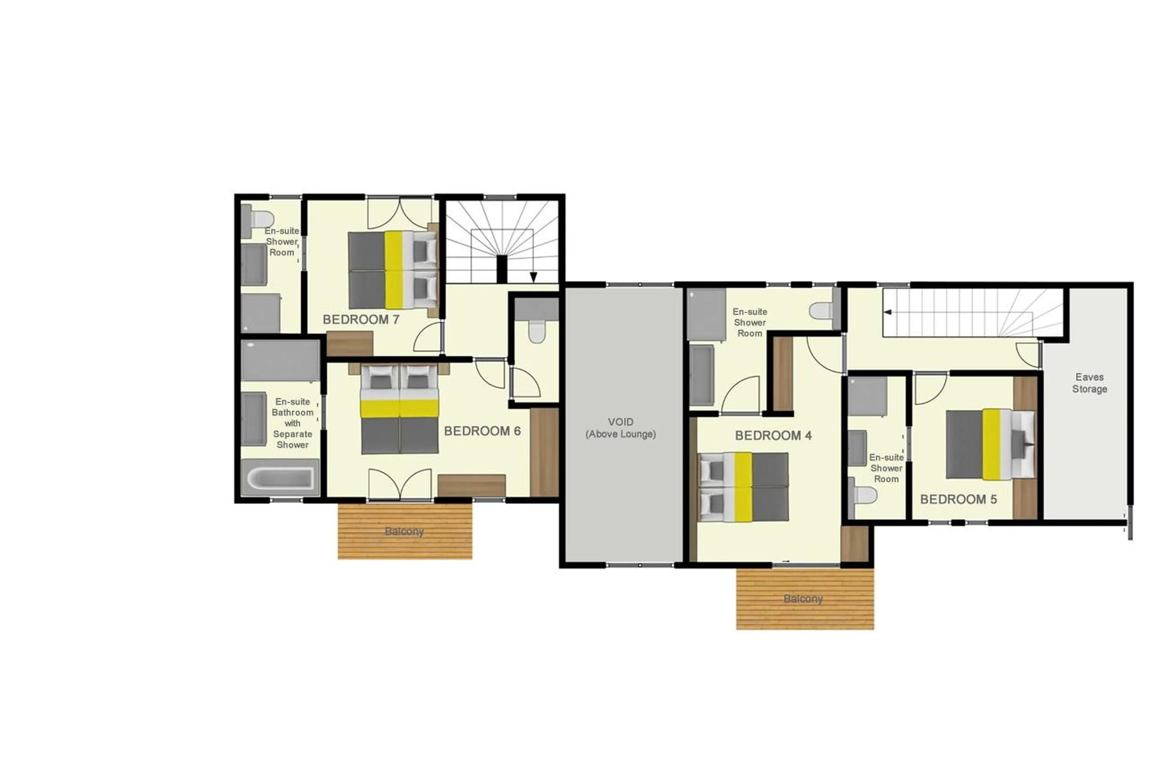 Level 2 floor plans of Chalet Bergeronnette in Meribel