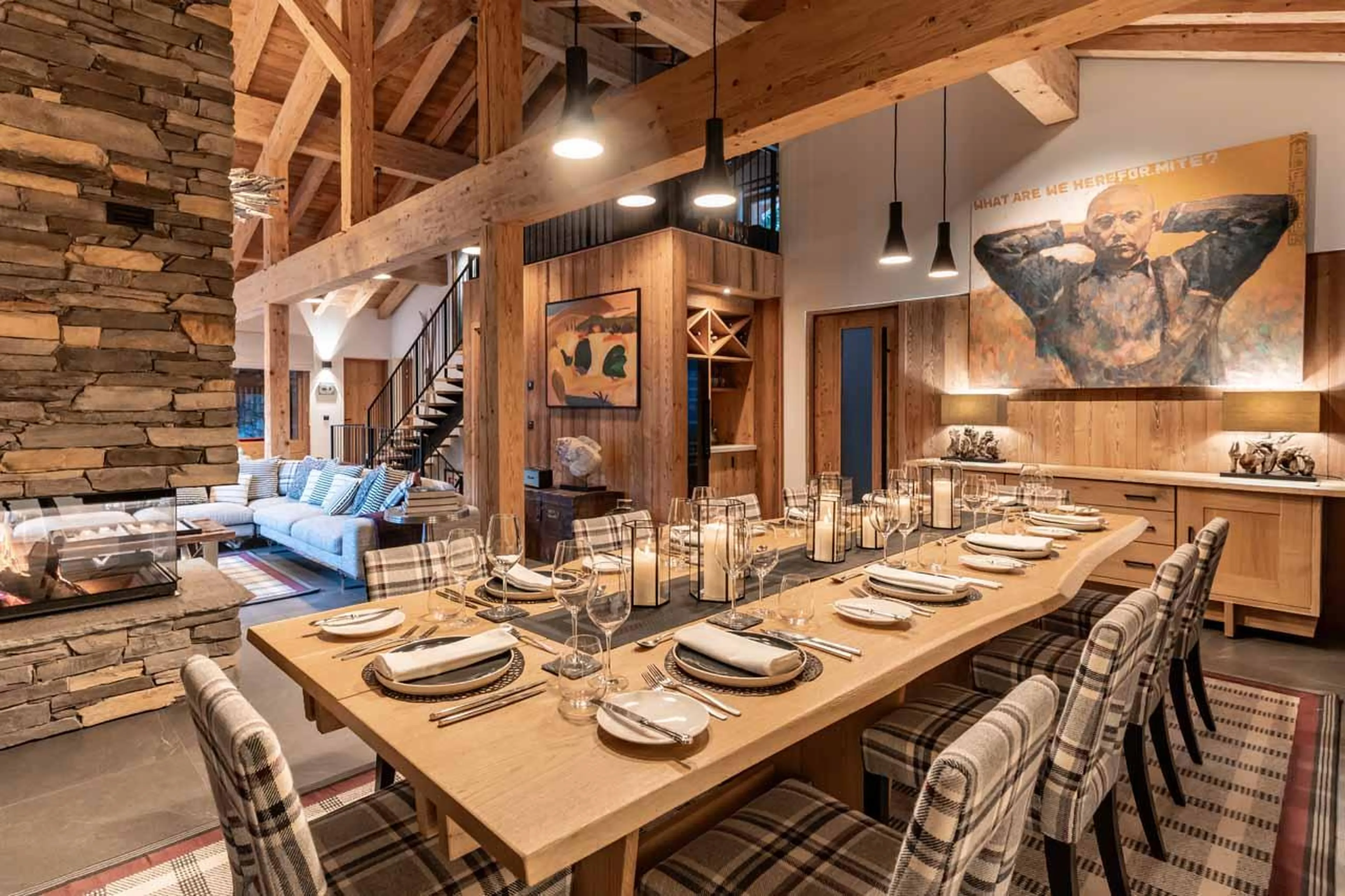 Open-plan living and dining area at Chalet Berlioz in Meribel