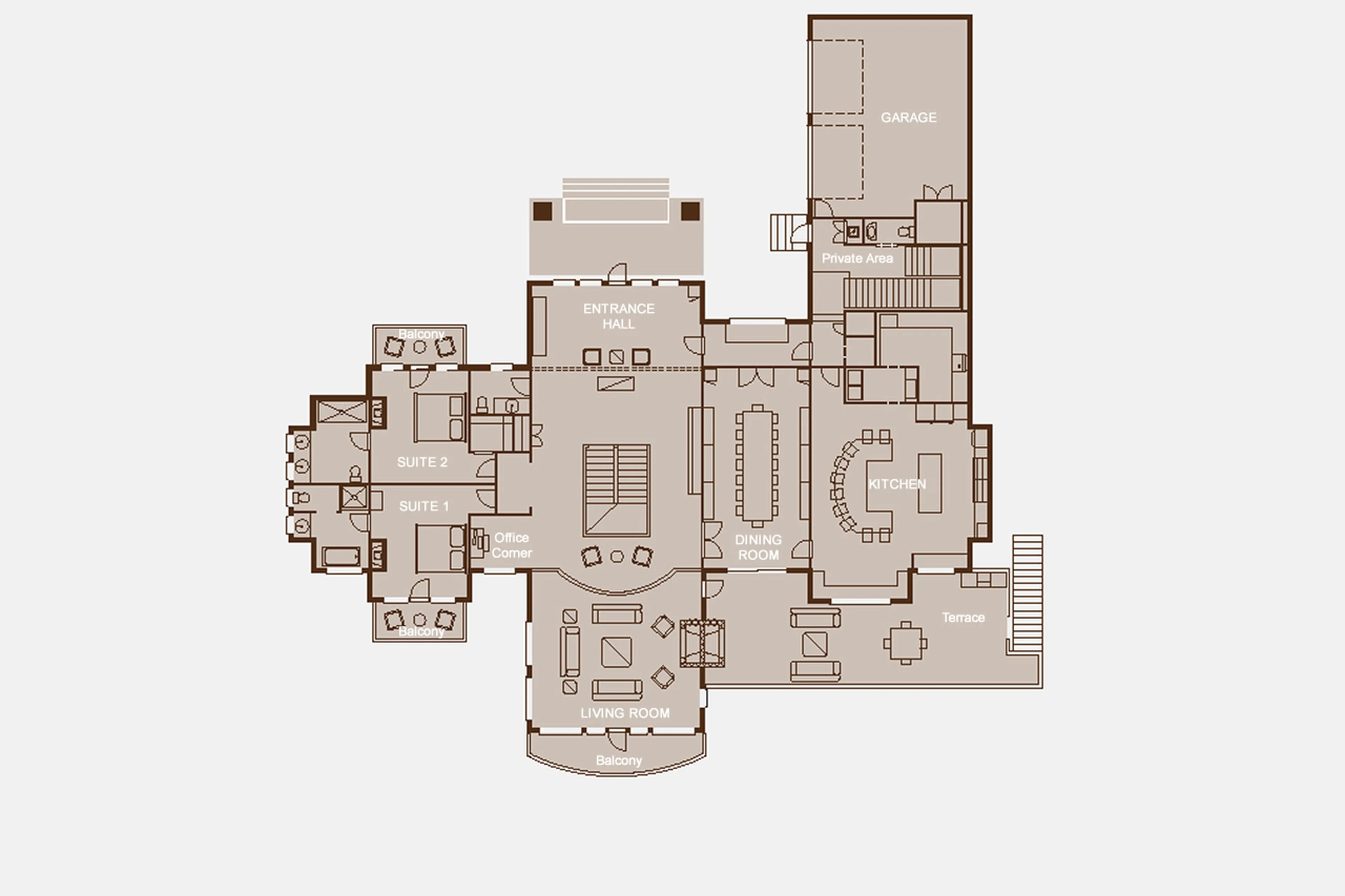 Level 0 floor plan of Chalet Bighorn in Revelstoke