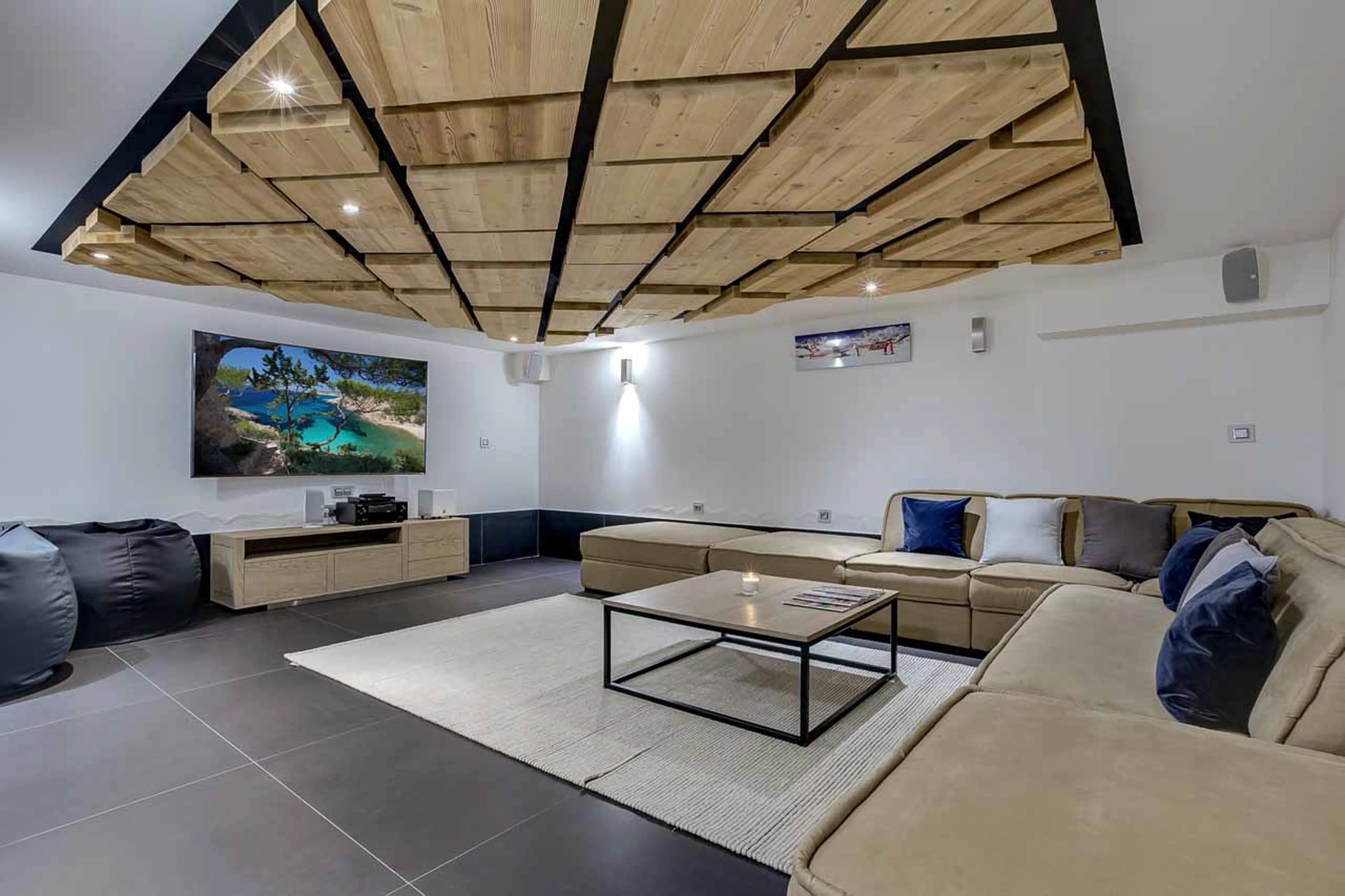 Cinema room at Chalet Black Diamond in Chamonix