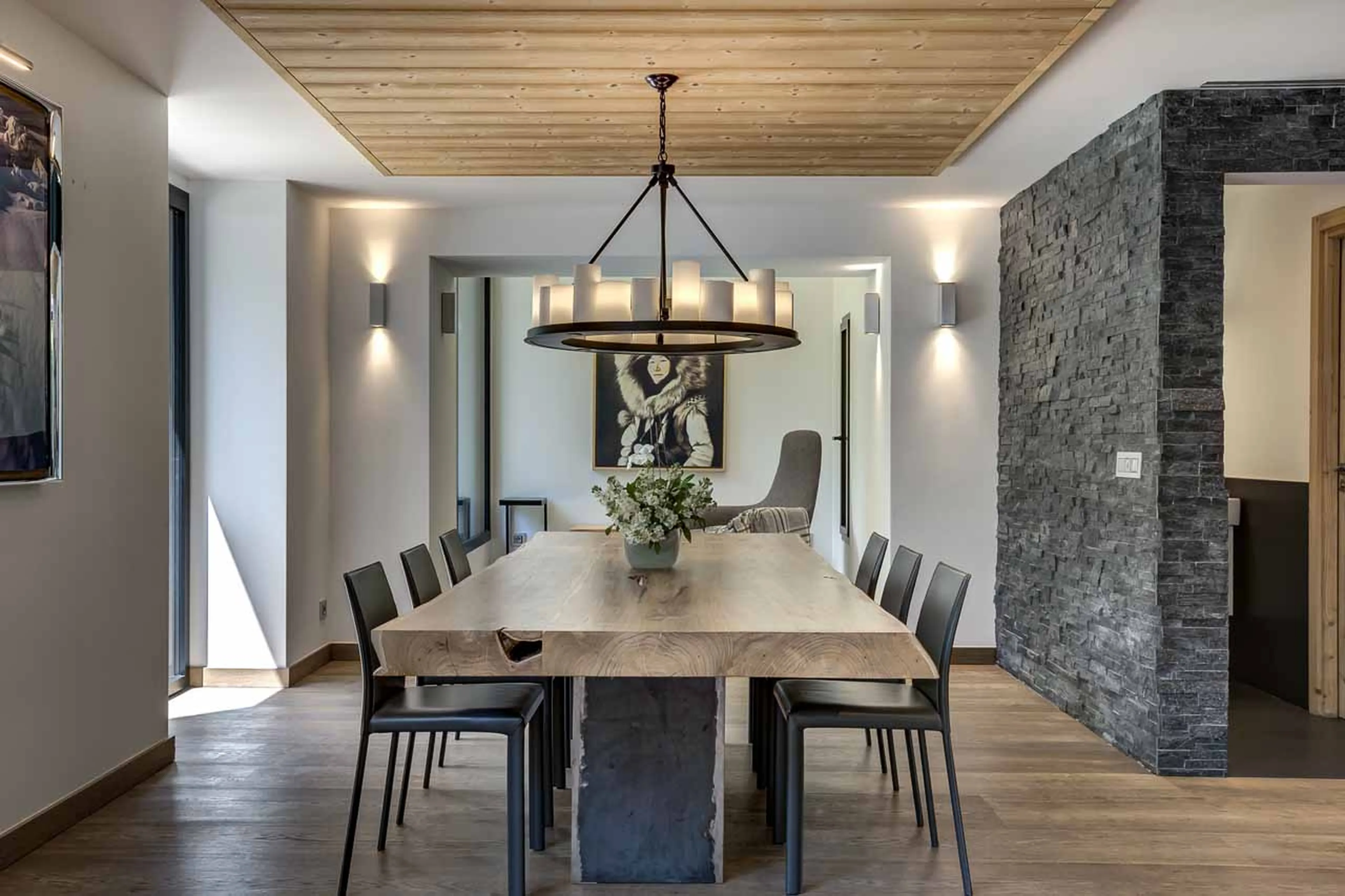 Dining table at Chalet Black Diamond in Chamonix