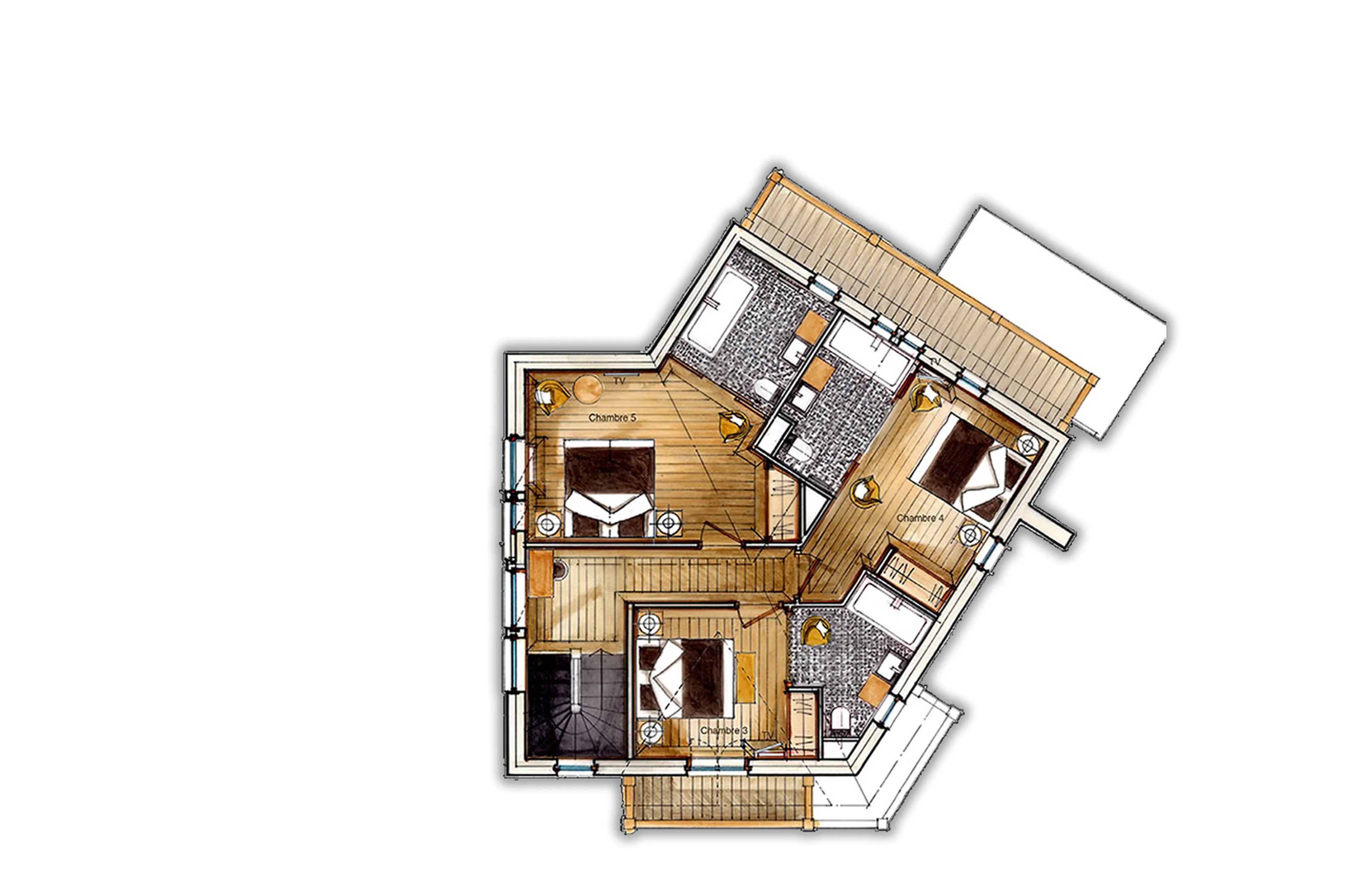 Level 2 floor plan of Chalet Black Pearl in Val d’Isere