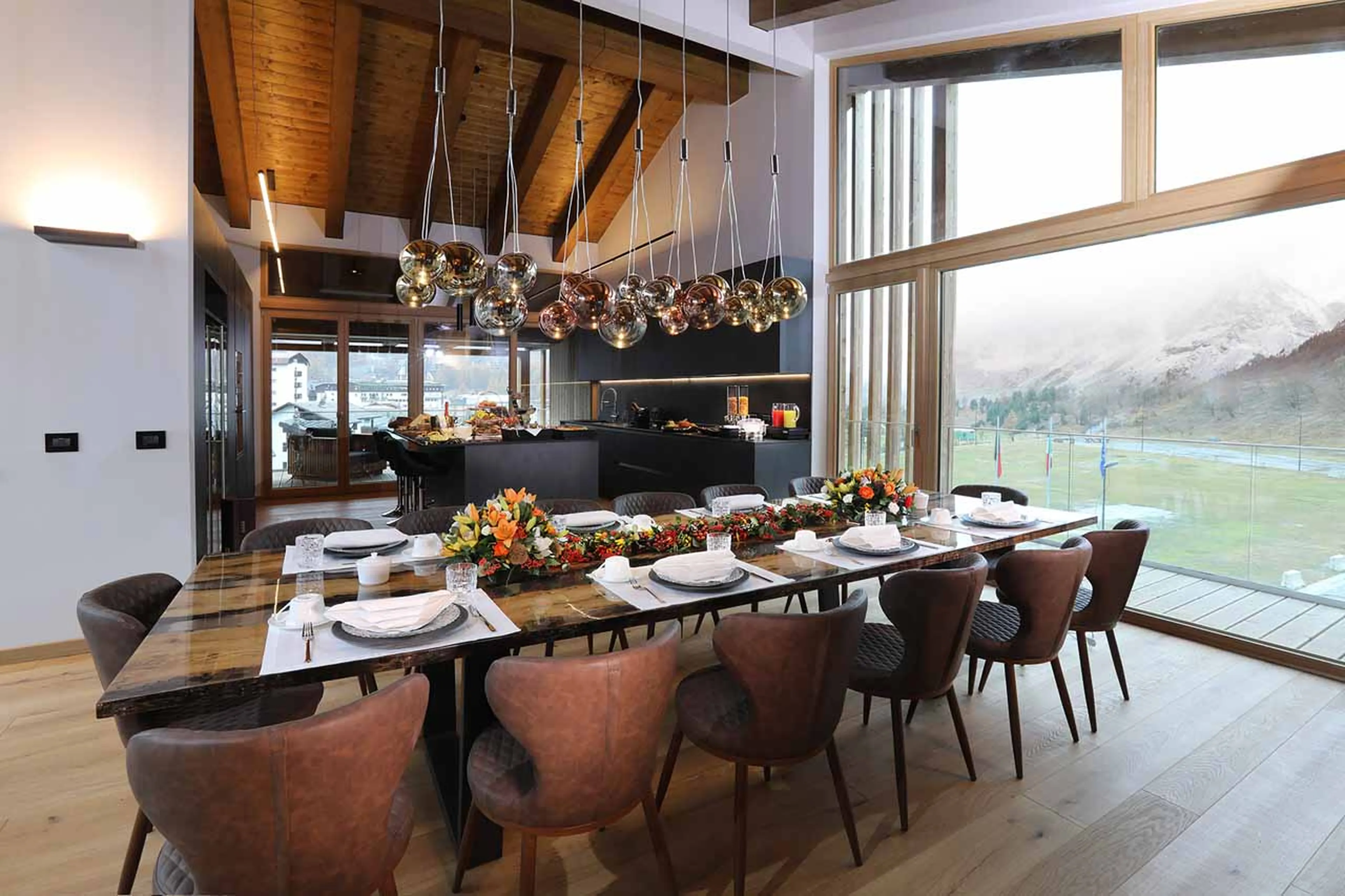 Dining table at Chalet Blanc in Cervinia