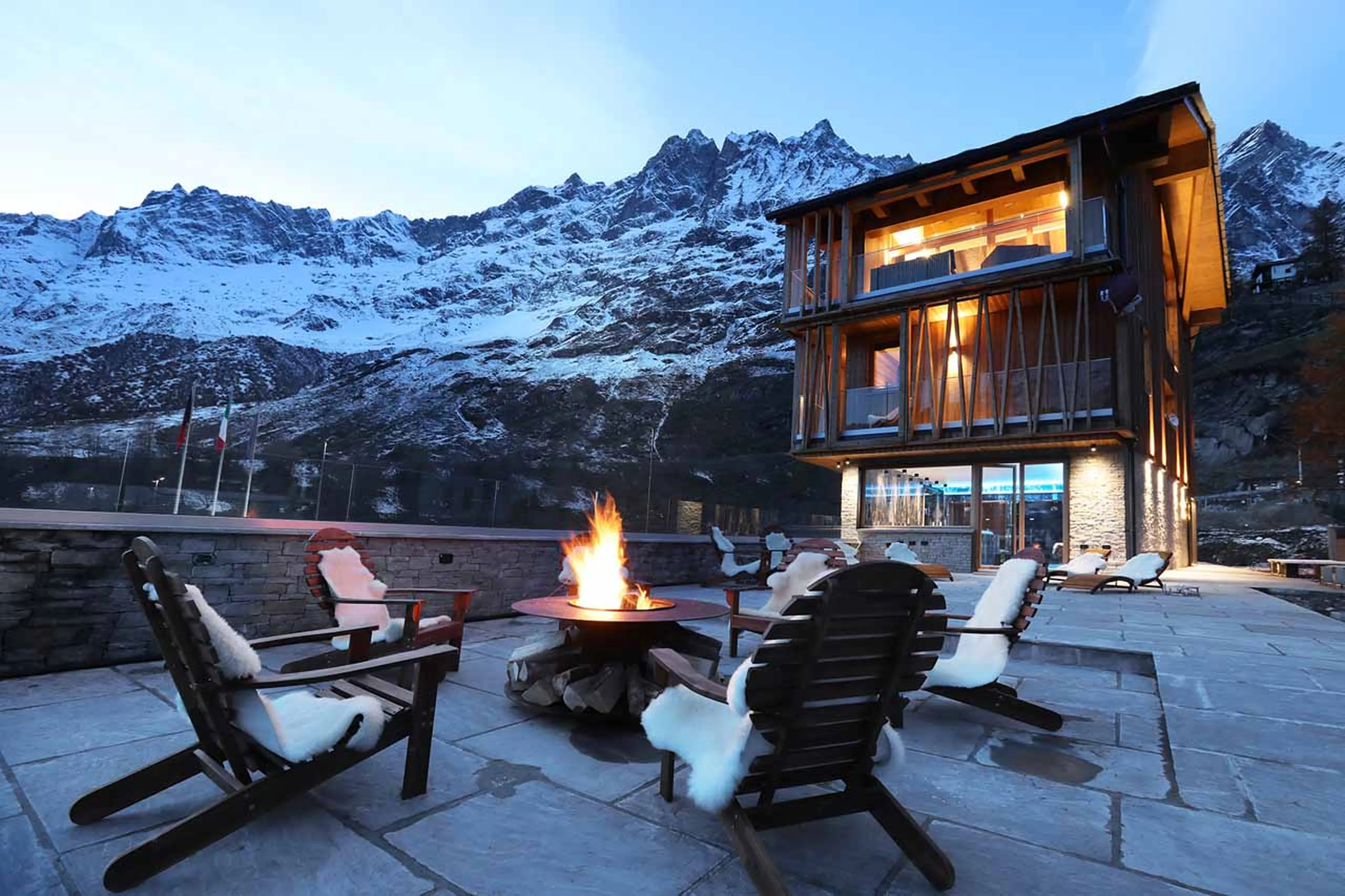 Terrace at Chalet Blanc in Cervinia