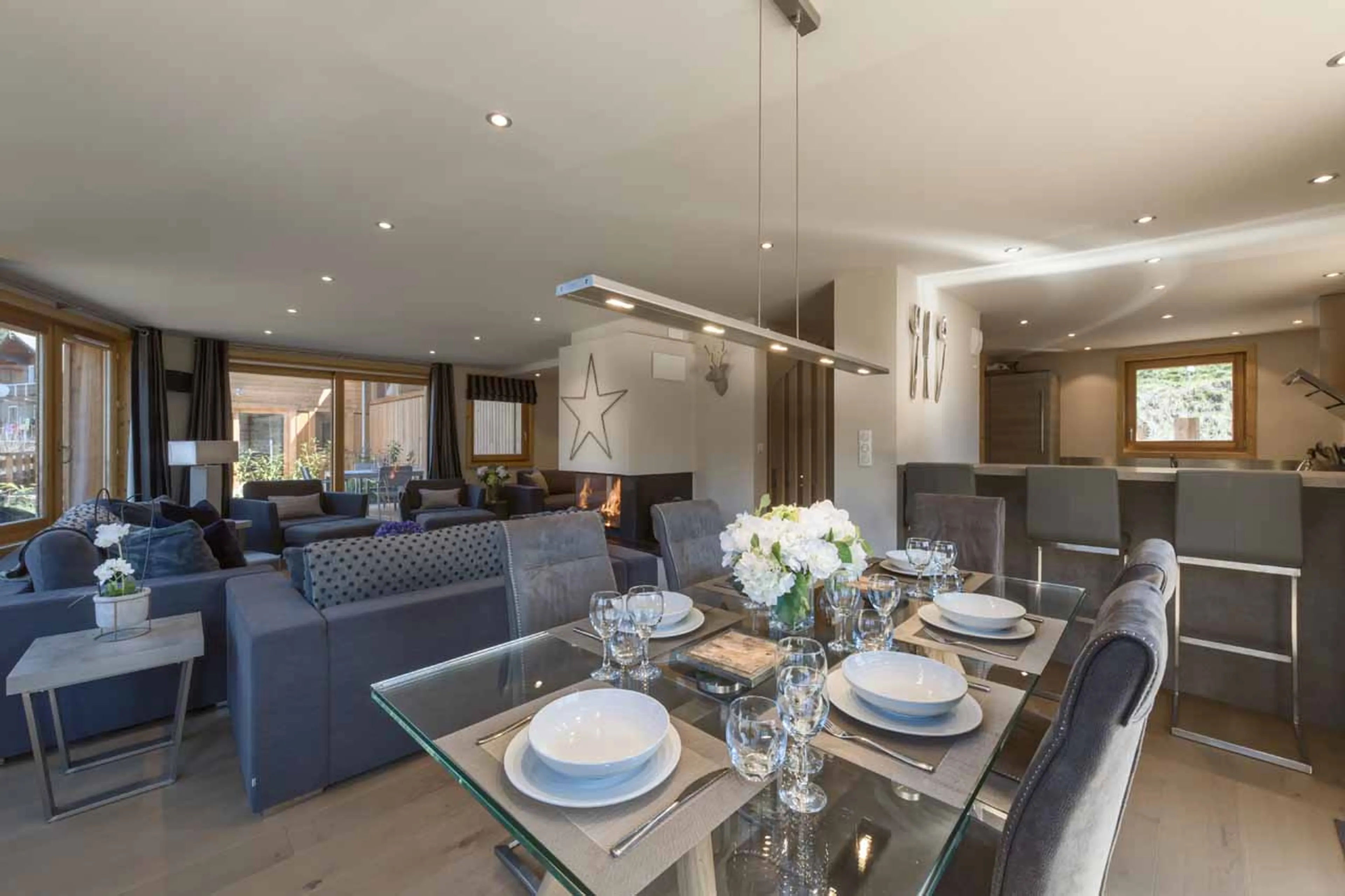 Dining table at Chalet Blanc in Morzine