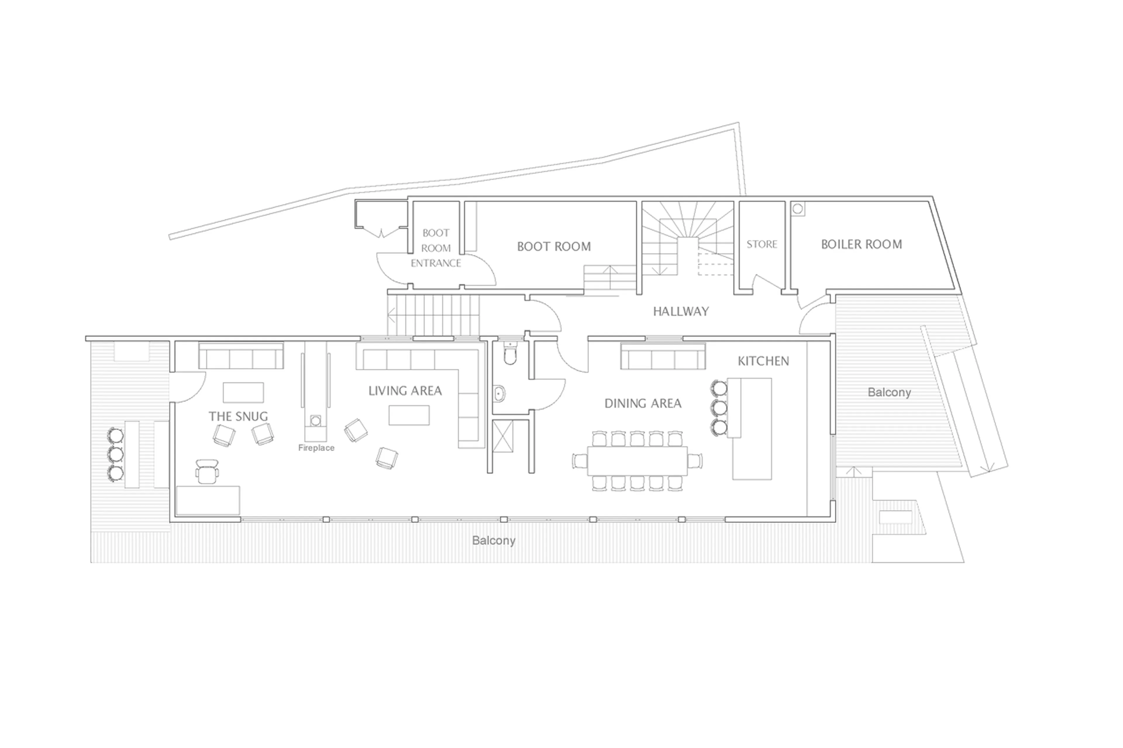 Level 1 floor plan of Chalet Bluebird in St Anton