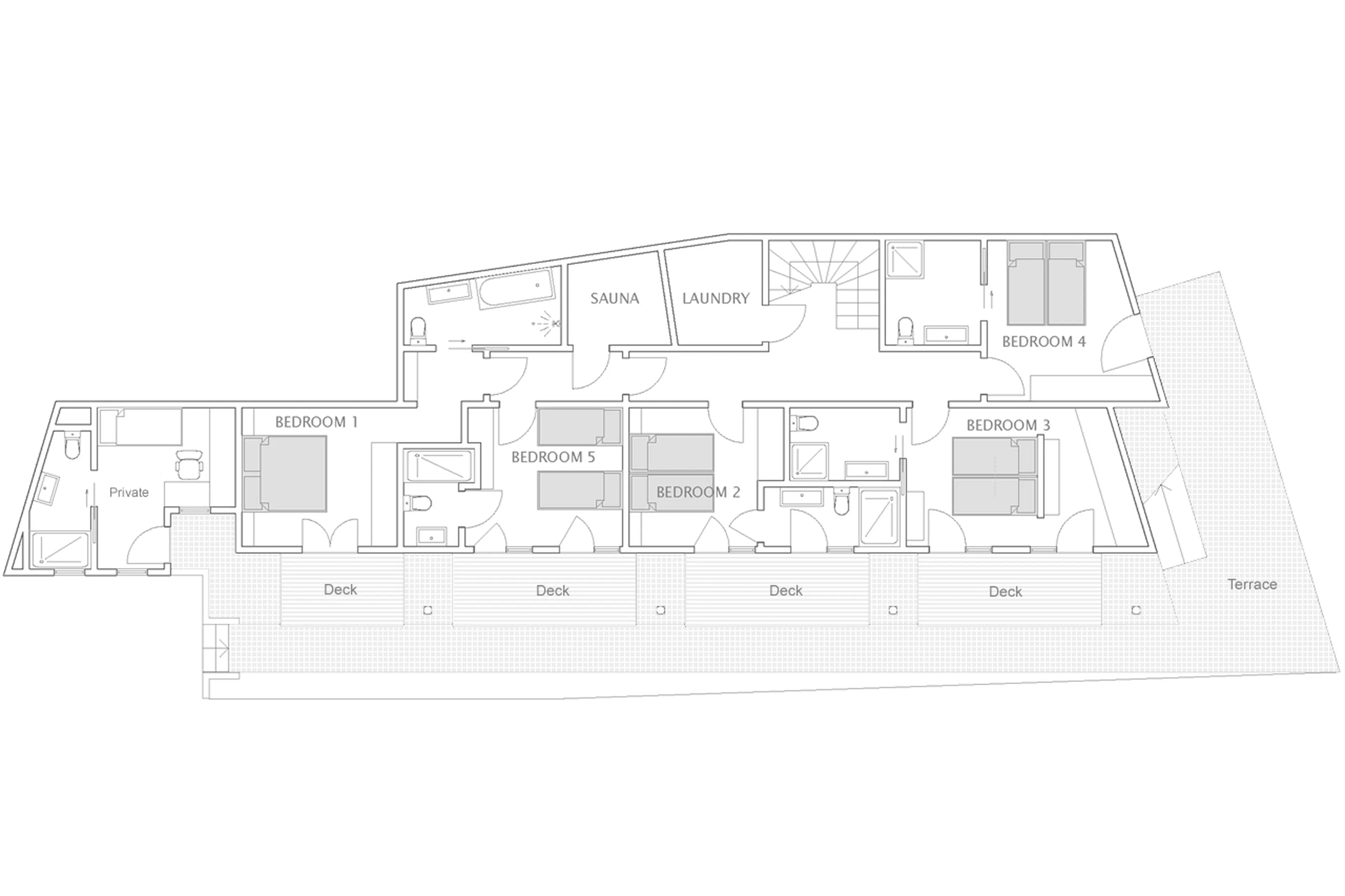 Level 0 floor plan of Chalet Bluebird in St Anton