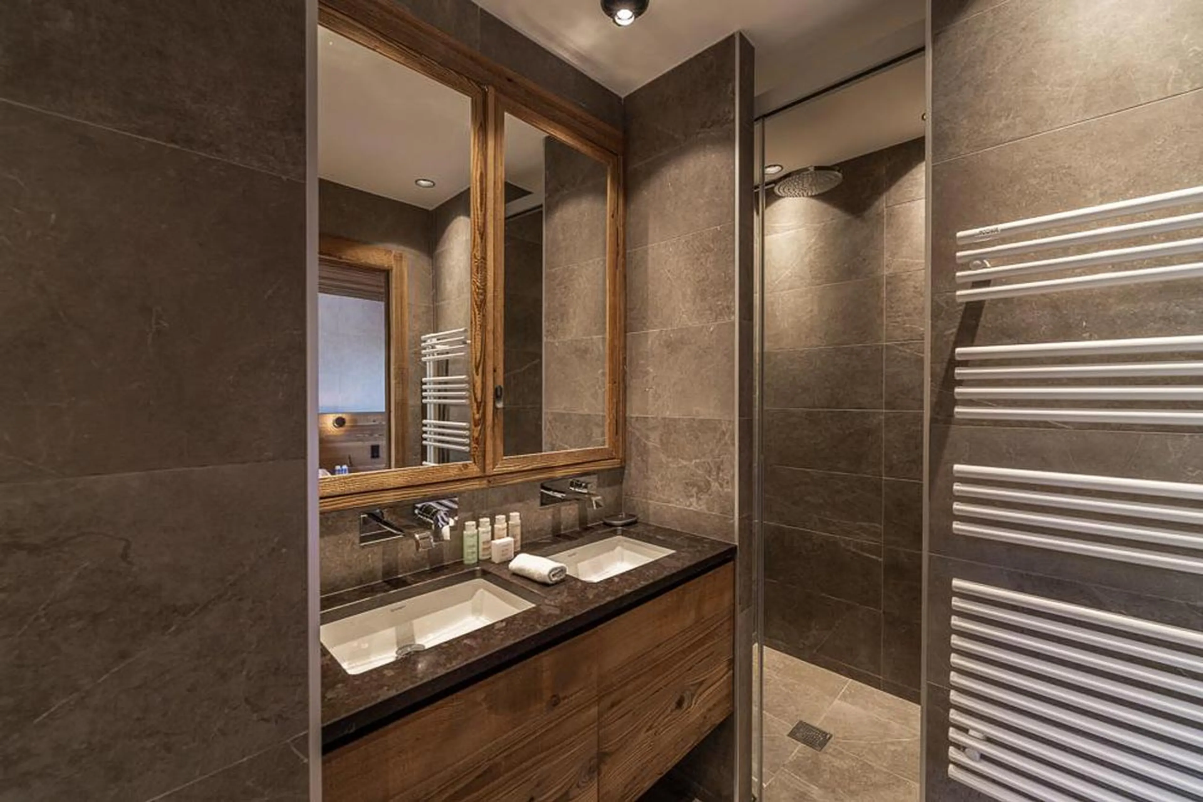 Shower room one at Chalet Bois des Barmes in Courchevel La Praz