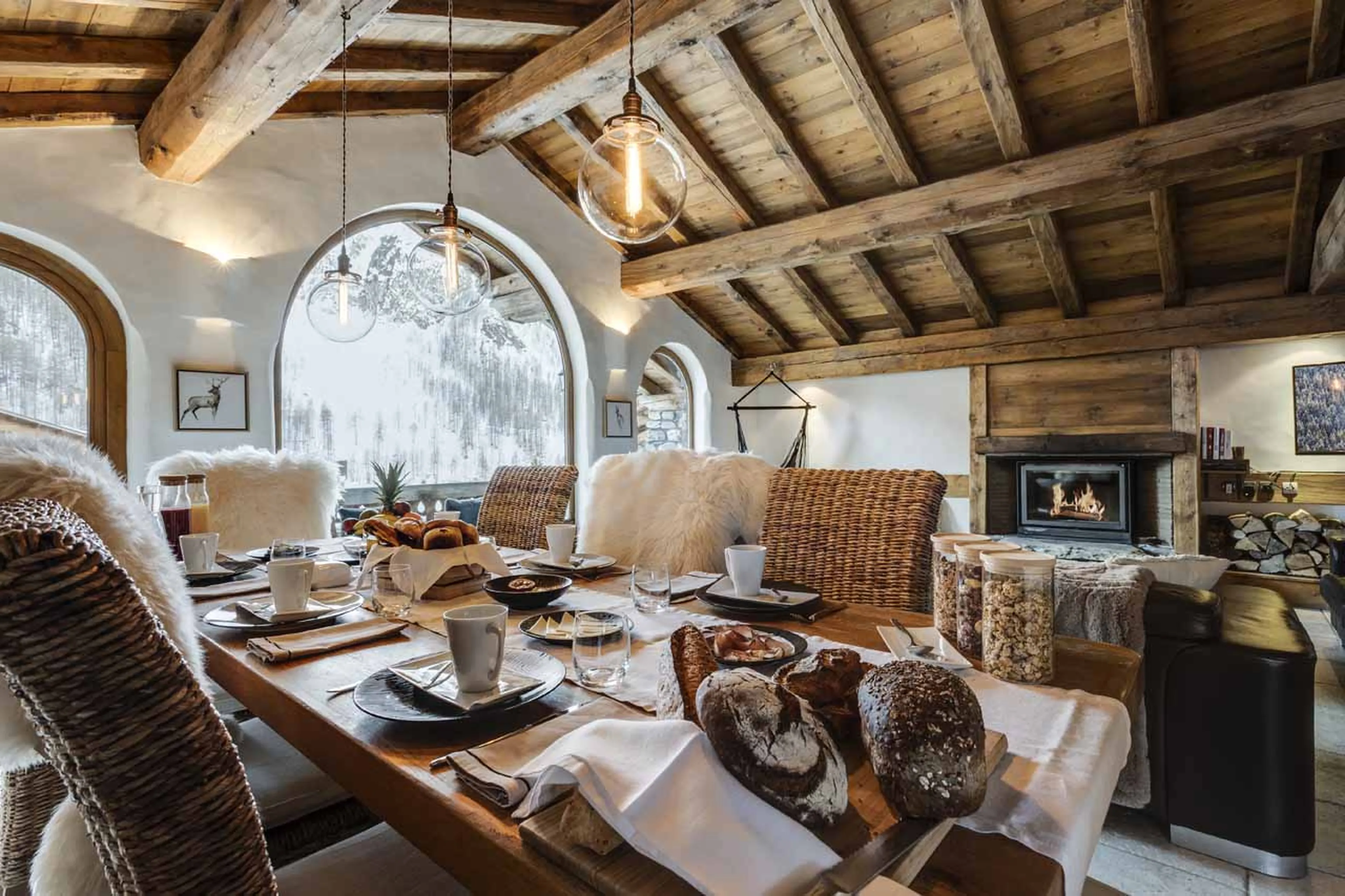 Open plan living area at Chalet La Bouclia in Val d'Isere
