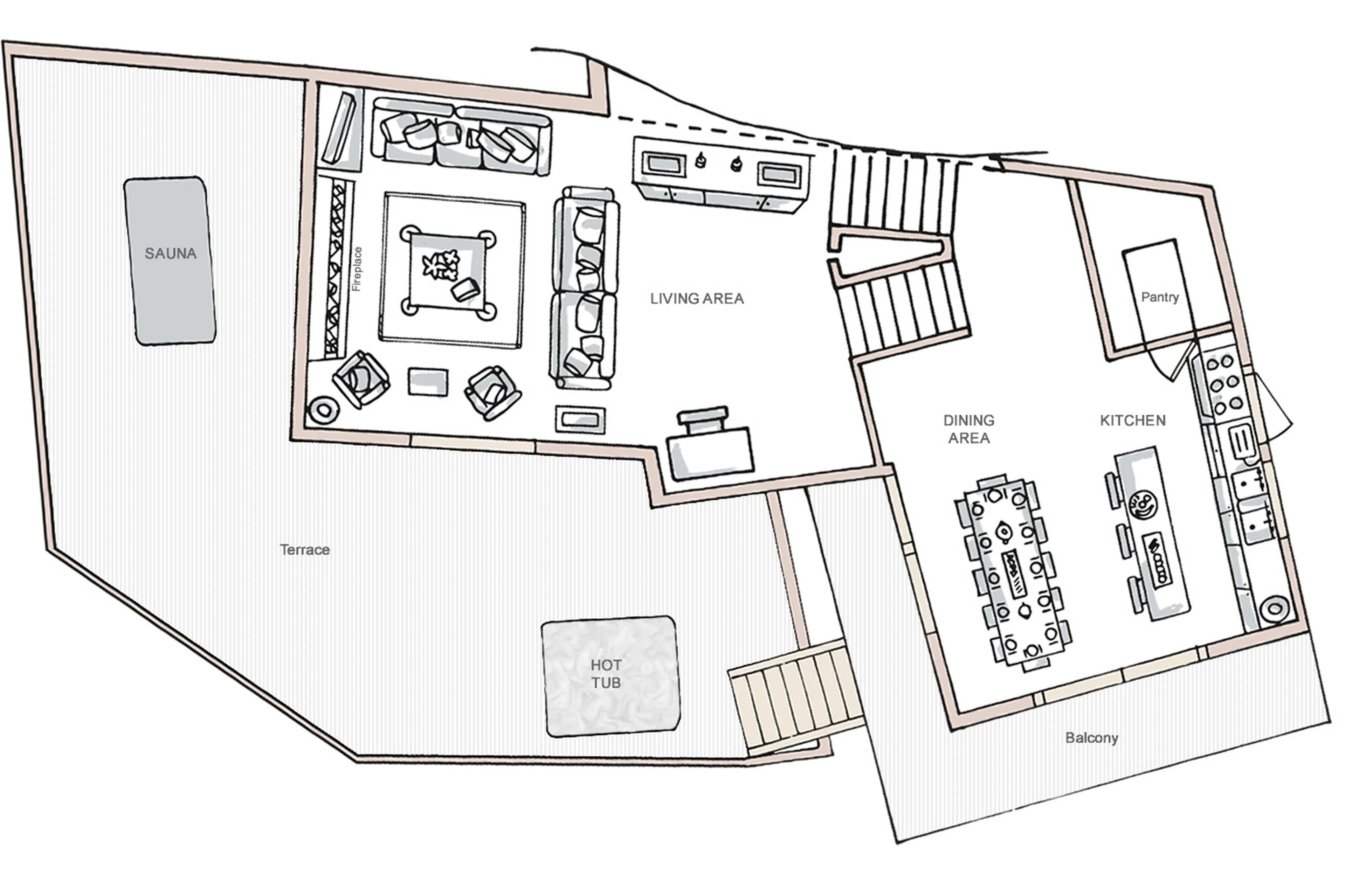 Level 2 floor plan of Chalet Bouquetin in Morzine