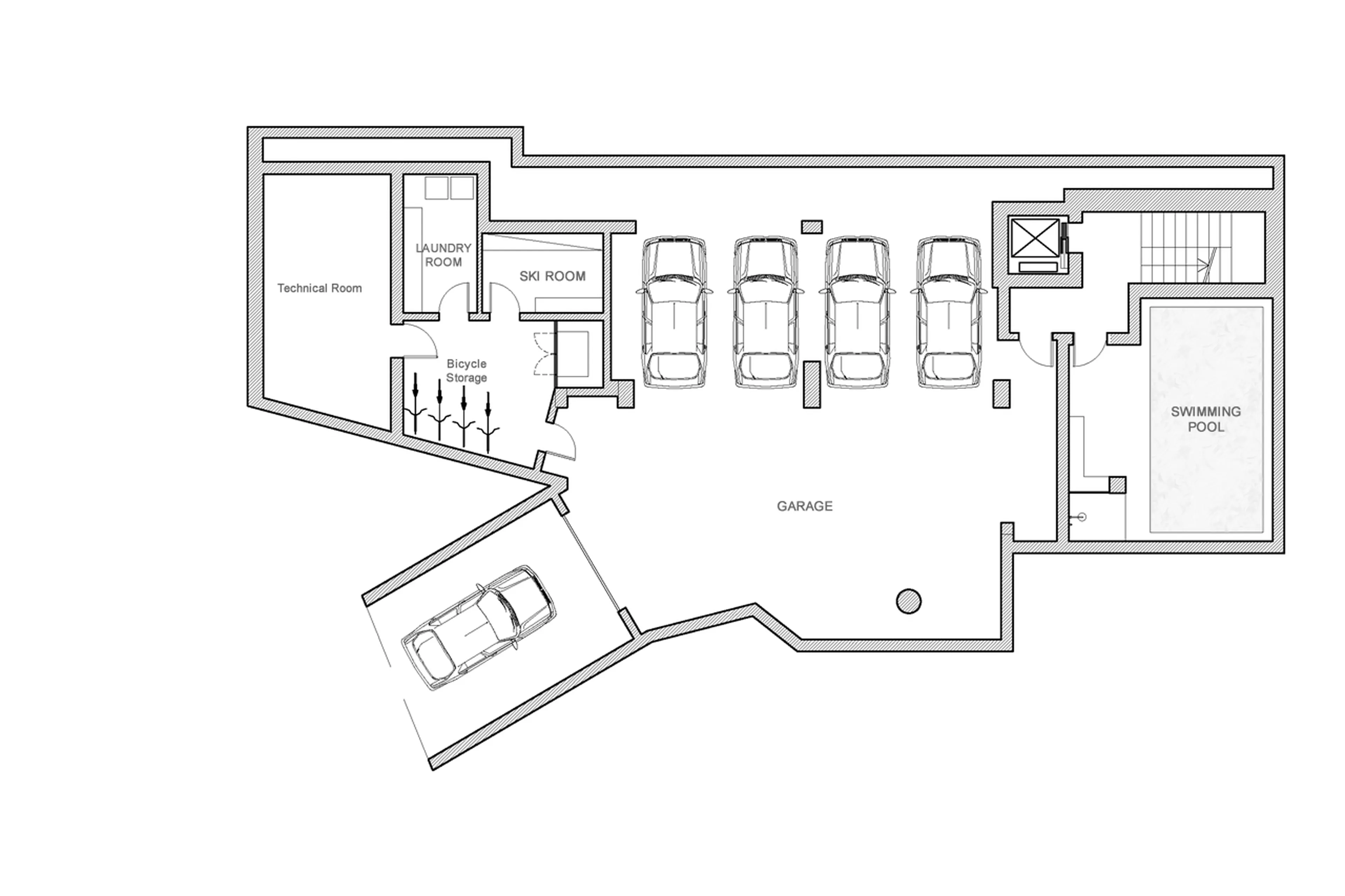 Level -1 floor plan of Chalet Breithorn in Cervinia