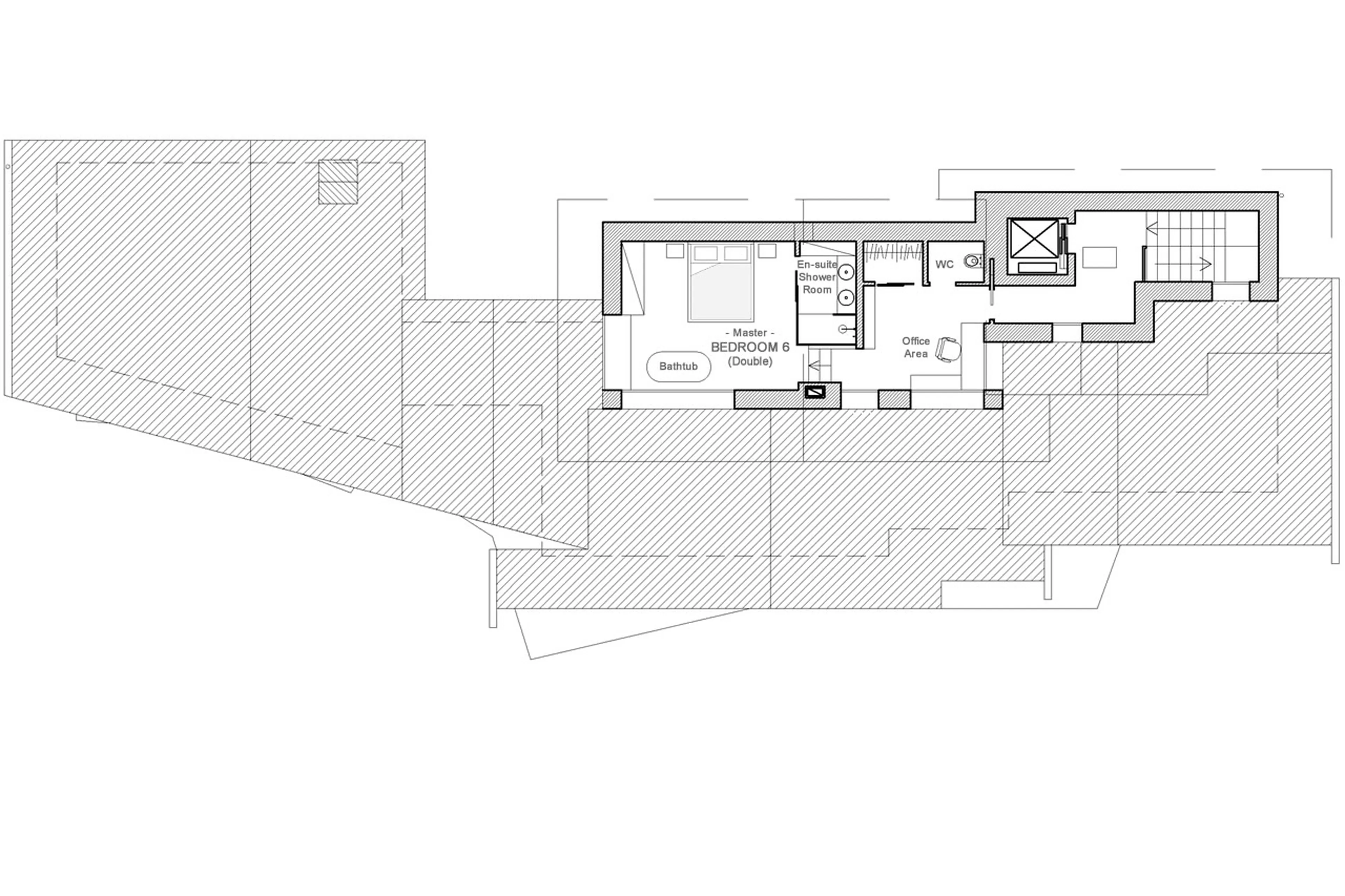 Top level floor plan of Chalet Breithorn in Cervinia