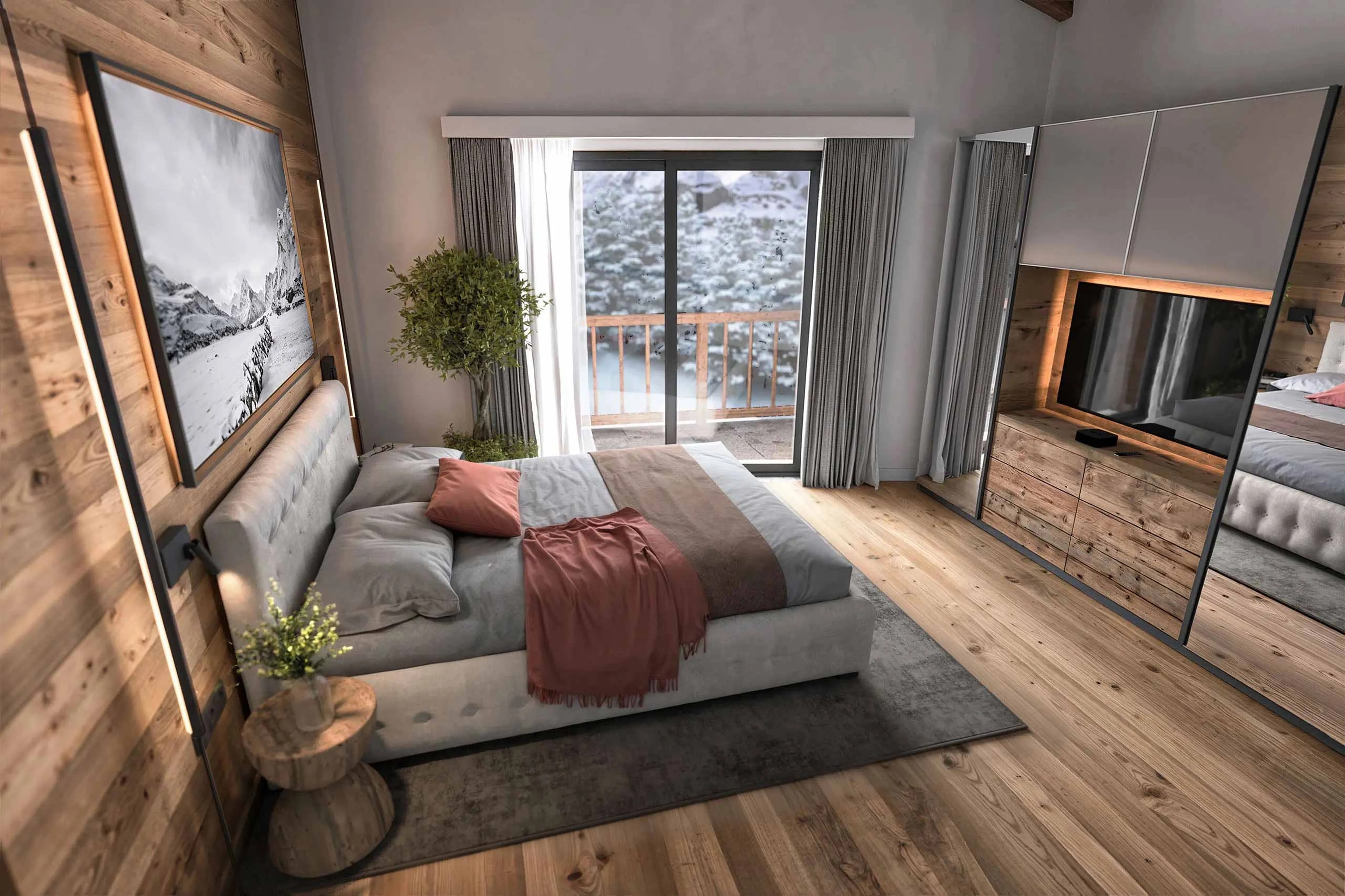 Double bedroom on first floor at Chalet Breithorn in Cervinia