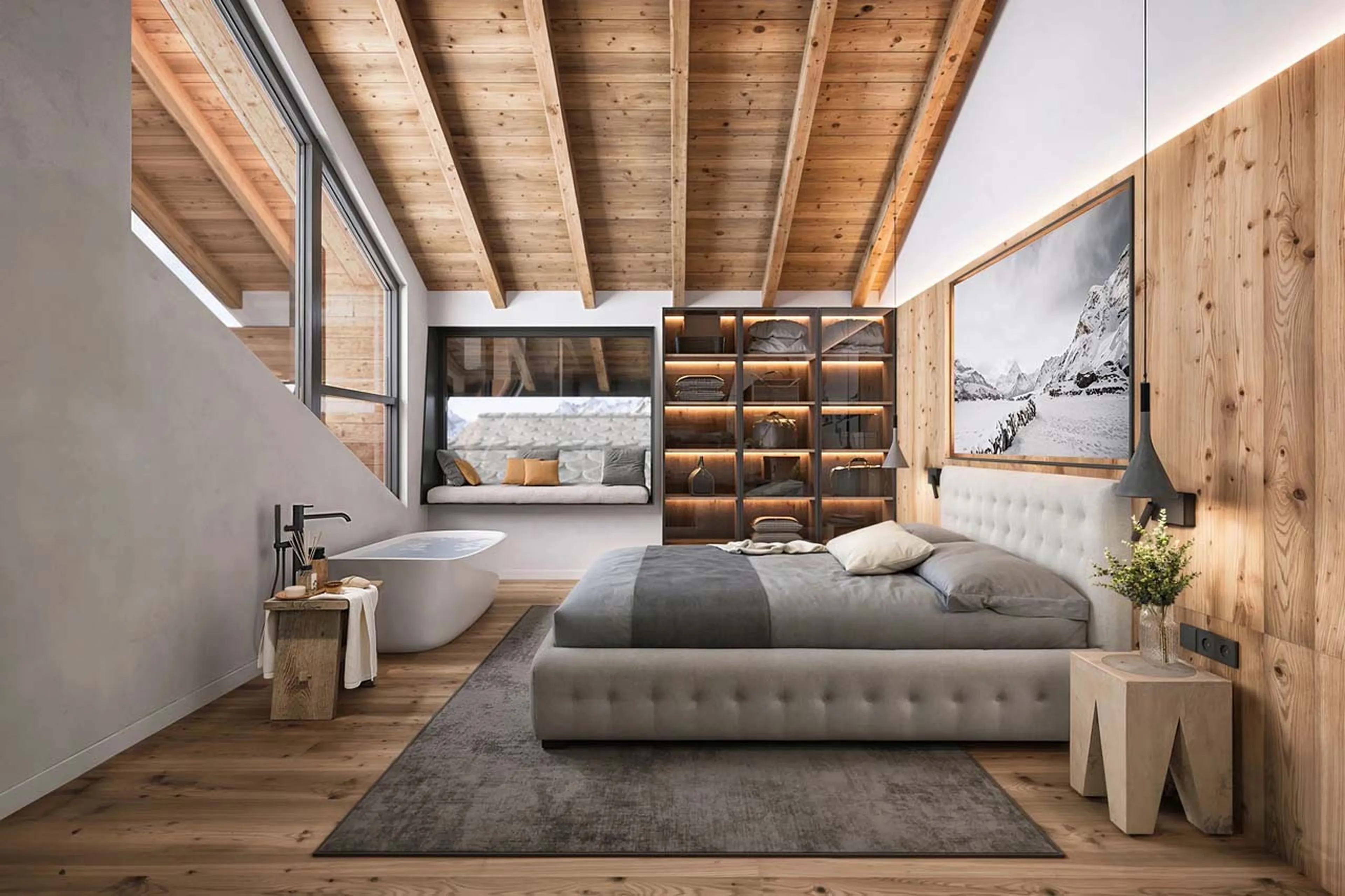 Bedroom six at Chalet Breithorn in Cervinia