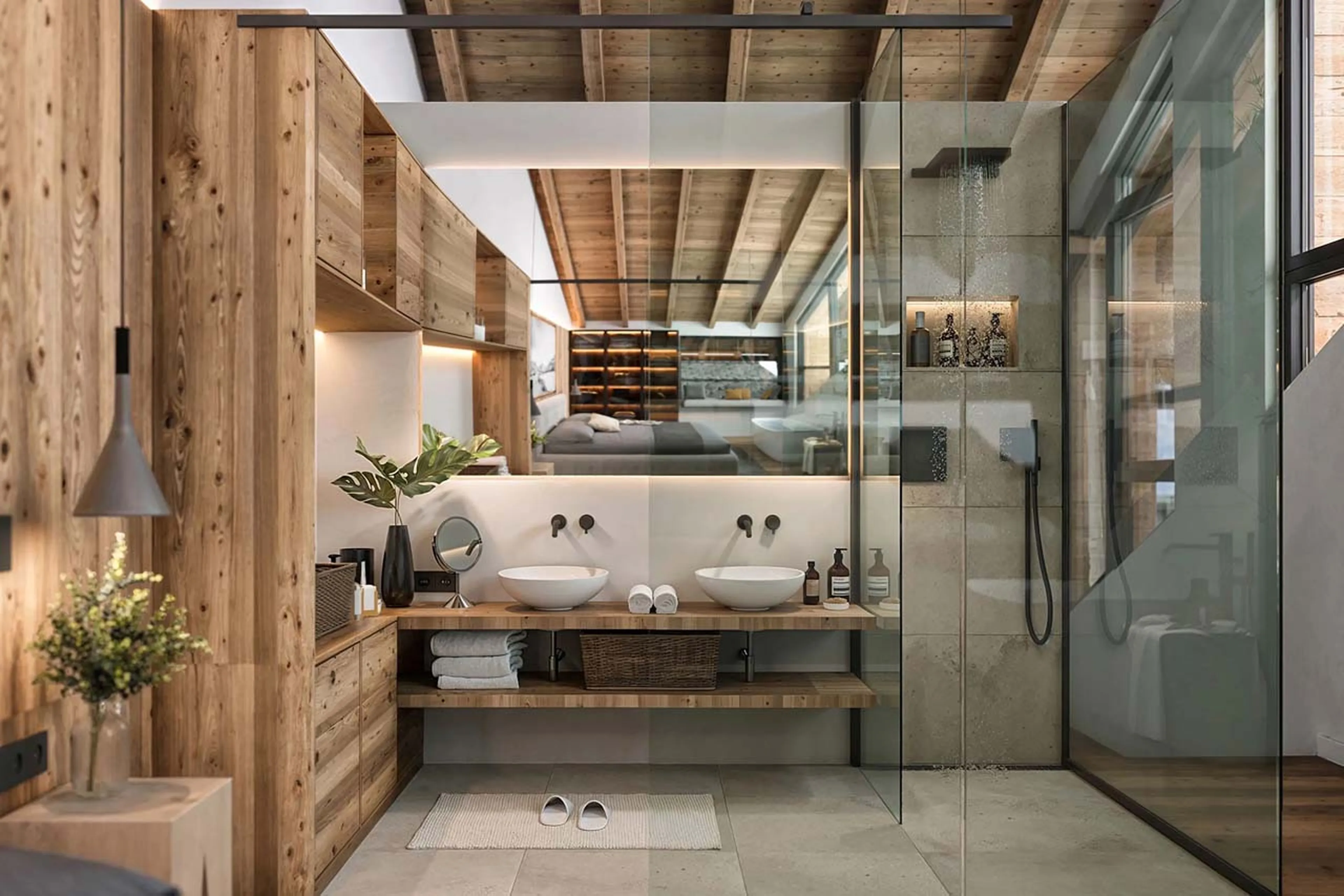 En-suite shower room at Chalet Breithorn in Cervinia
